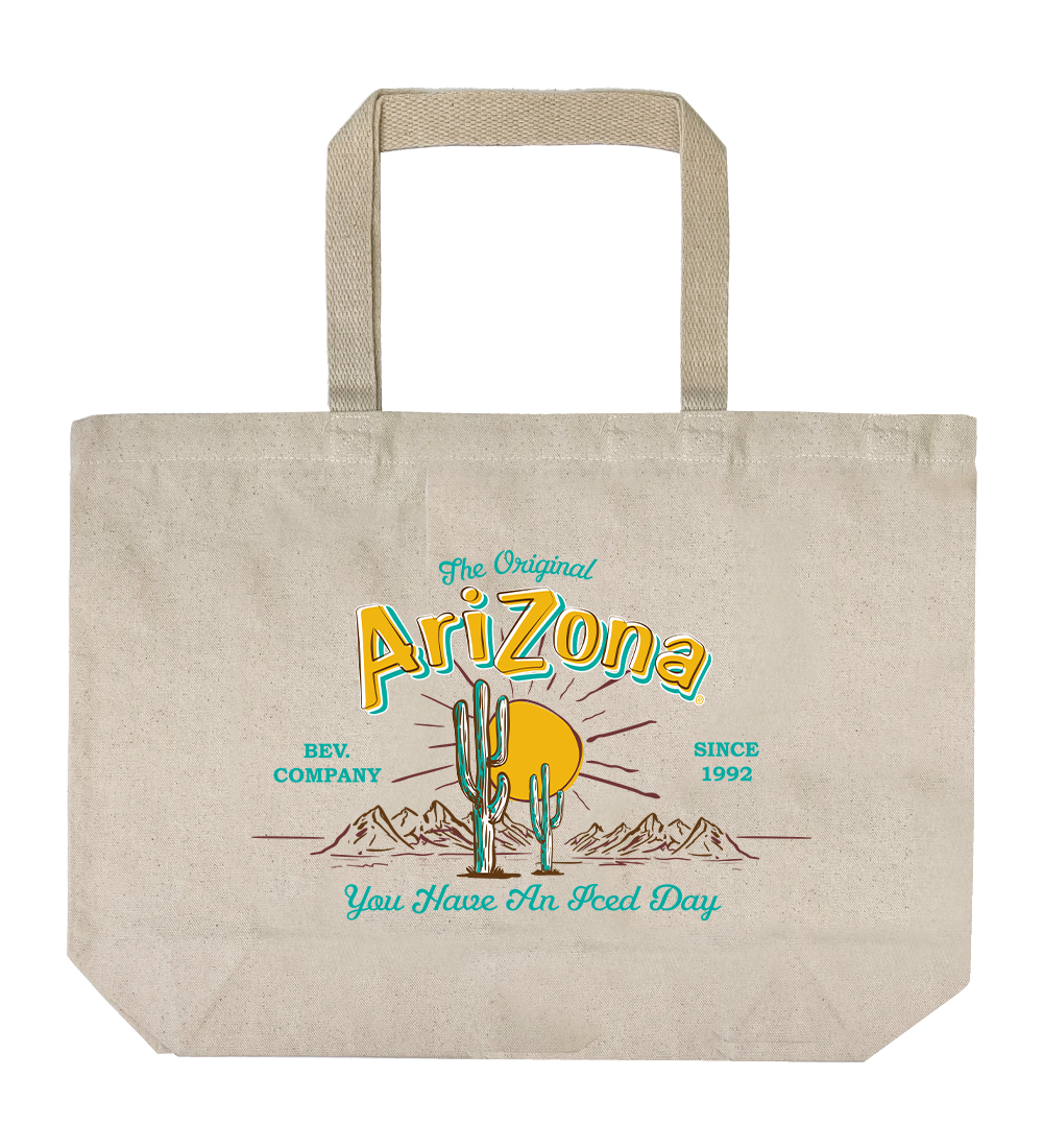 Beige Logo Cactus Canvas Tote Bag