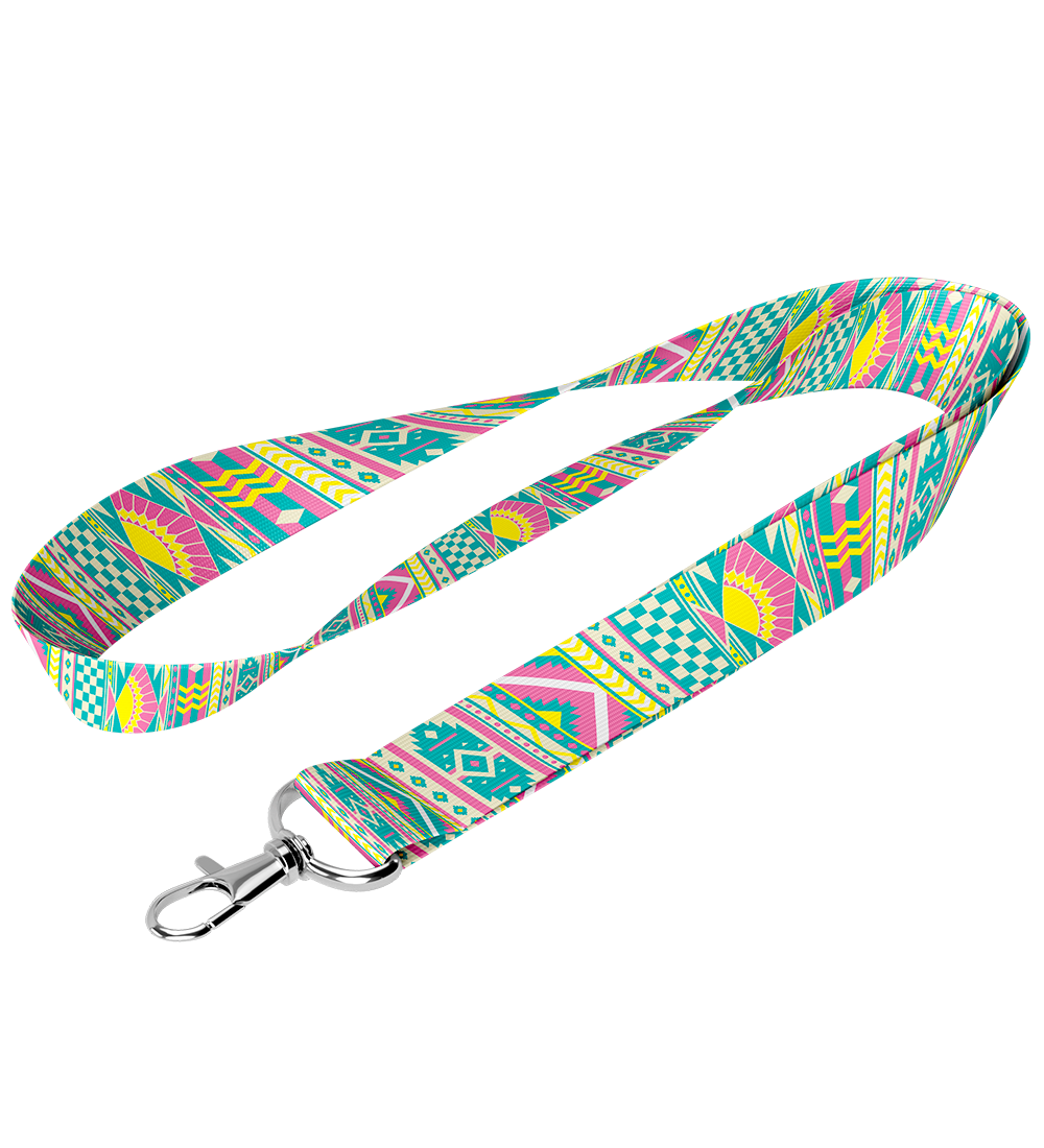 Teal & Pink Geometric Lanyard