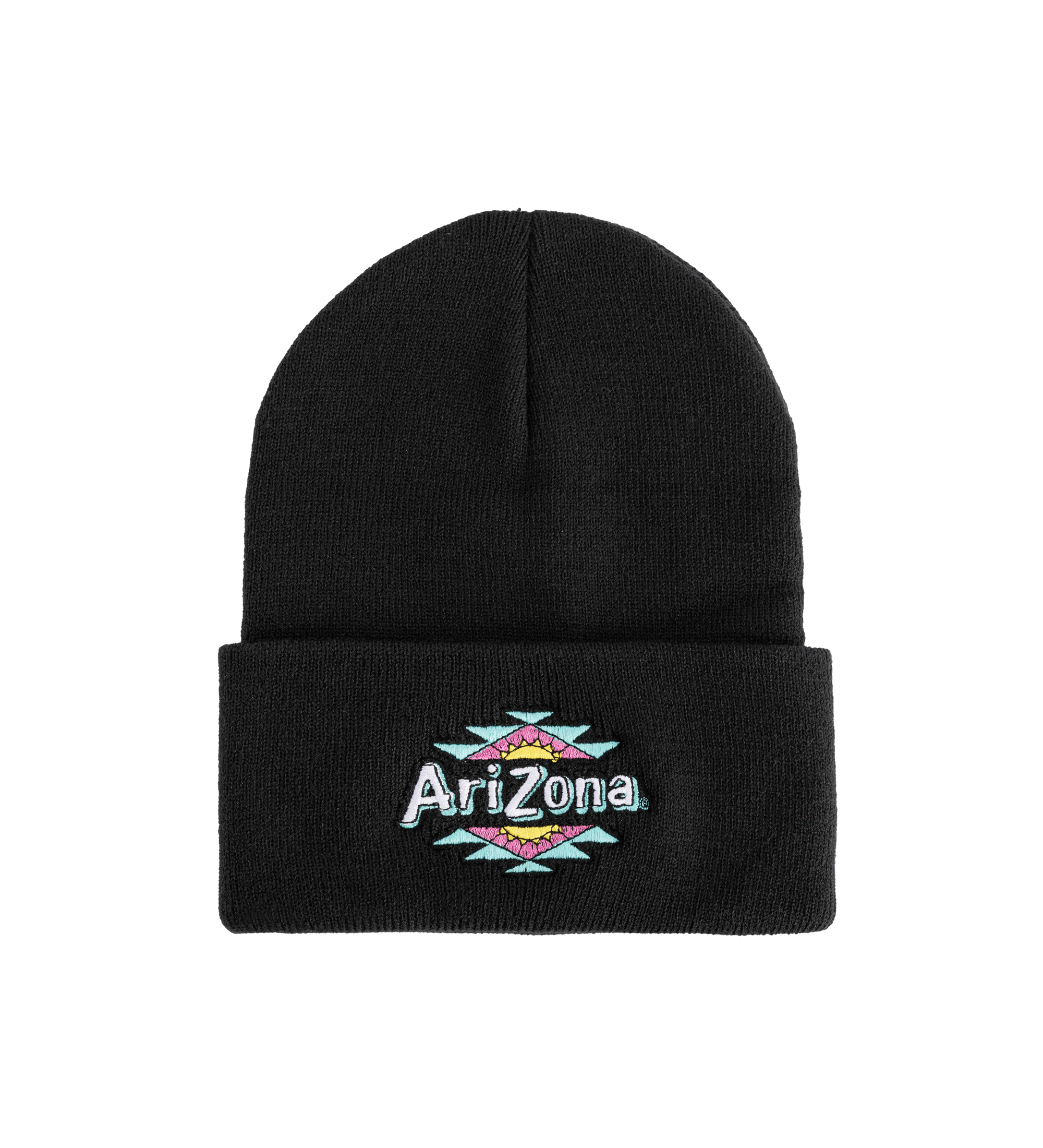 Black Split Sun-Embroidered Beanie