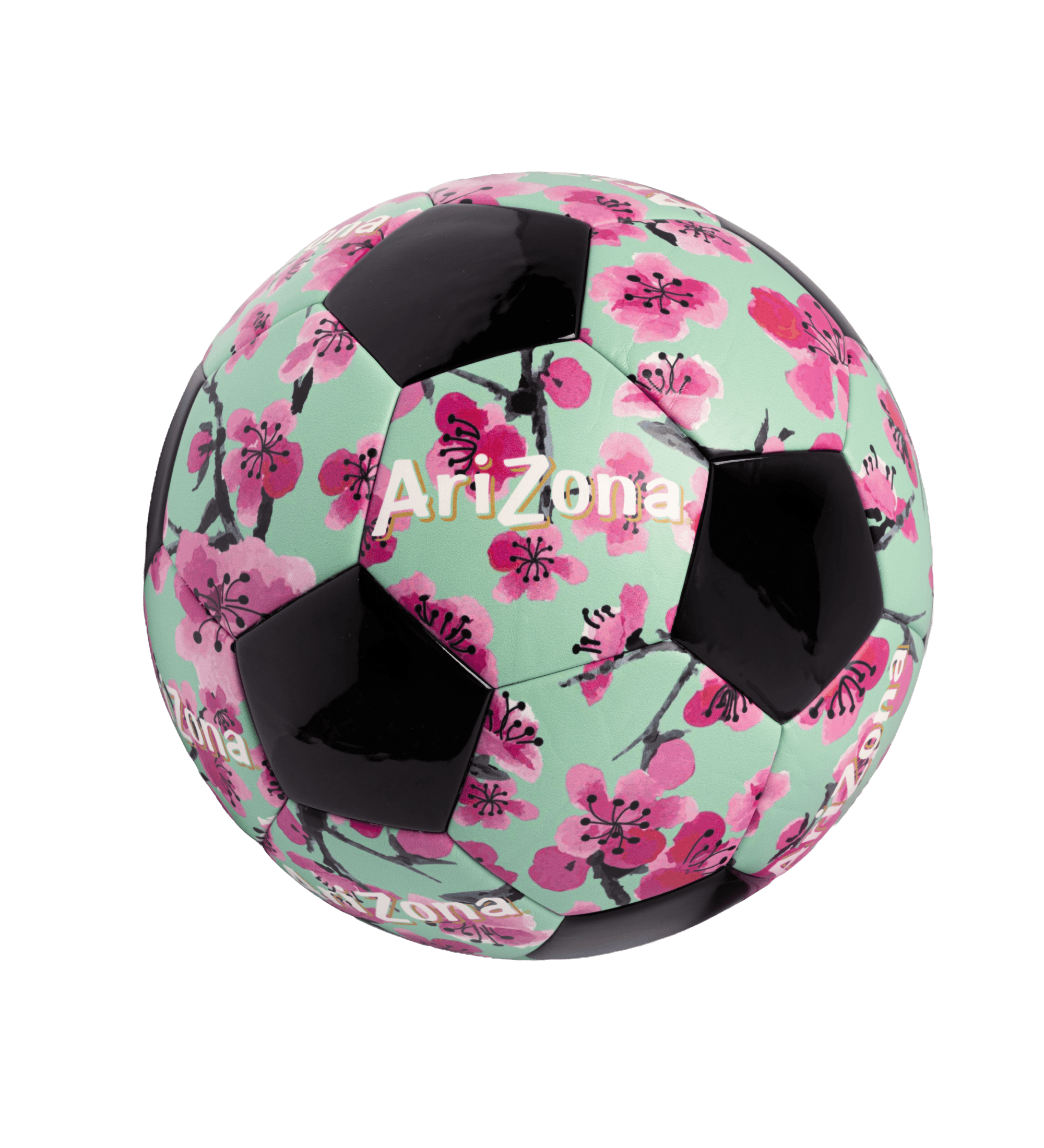 Black & Teal Cherry Blossom Soccer Ball