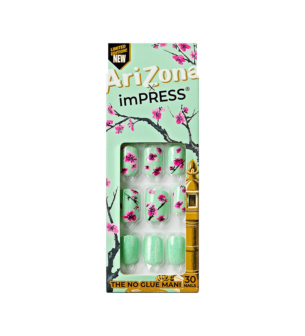 Teal & Pink Cherry Blossom Press-On Nails