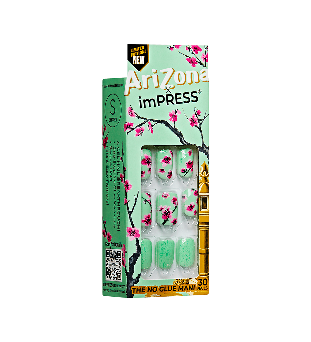 Teal & Pink Cherry Blossom Press-On Nails