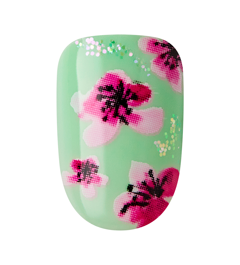 Teal & Pink Cherry Blossom Press-On Nails