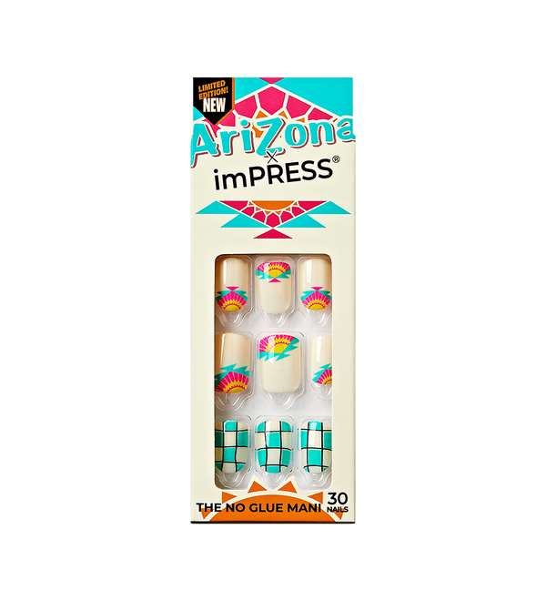 Teal & White Checkerboard Press-On Nails