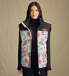 Black & Teal Cherry Blossom Puffer Vest