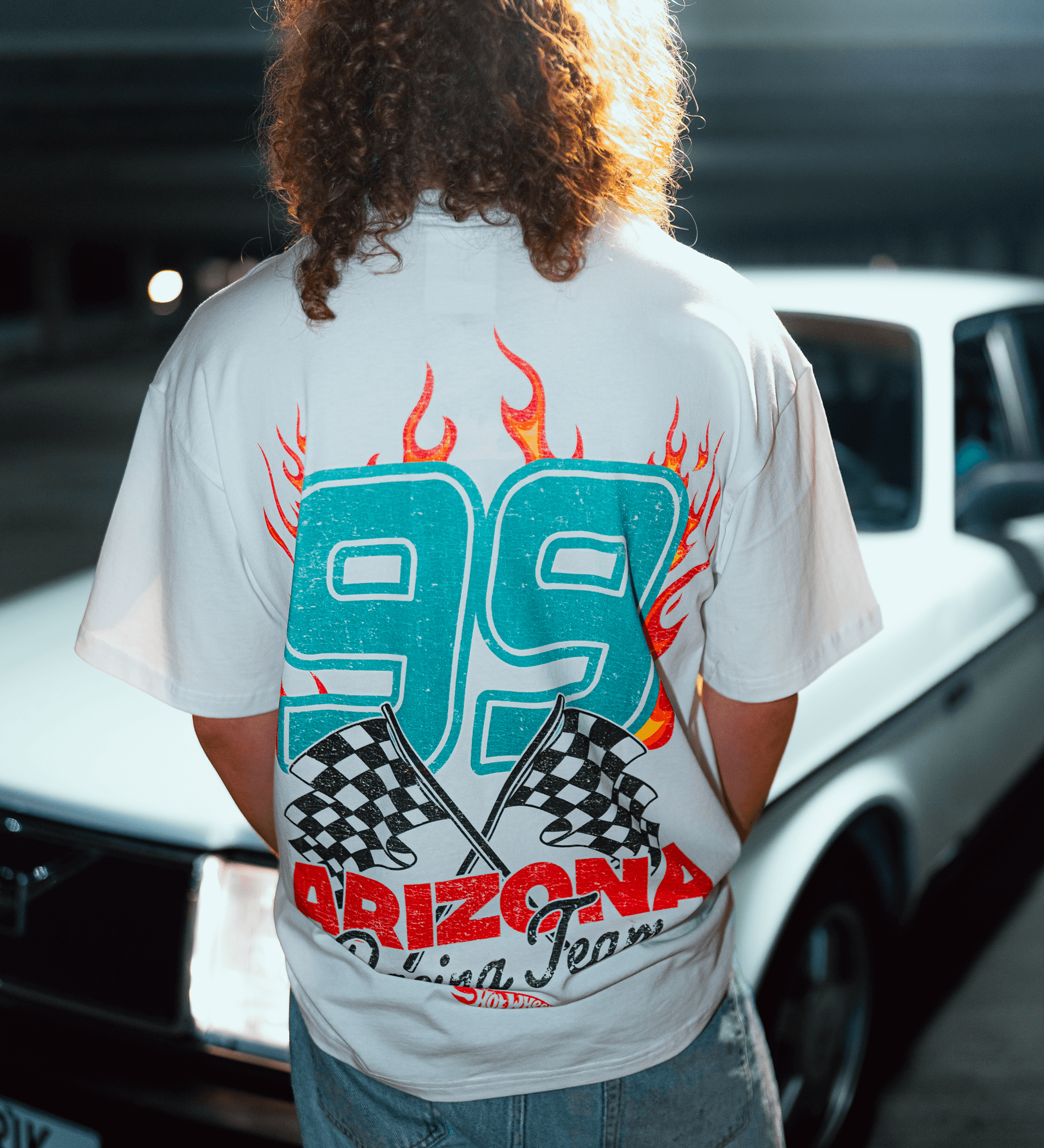 White & Teal 99 Racing Team T-Shirt