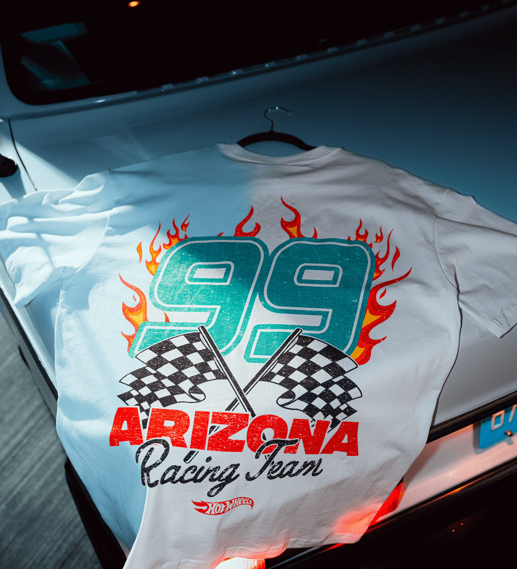 White & Teal 99 Racing Team T-Shirt