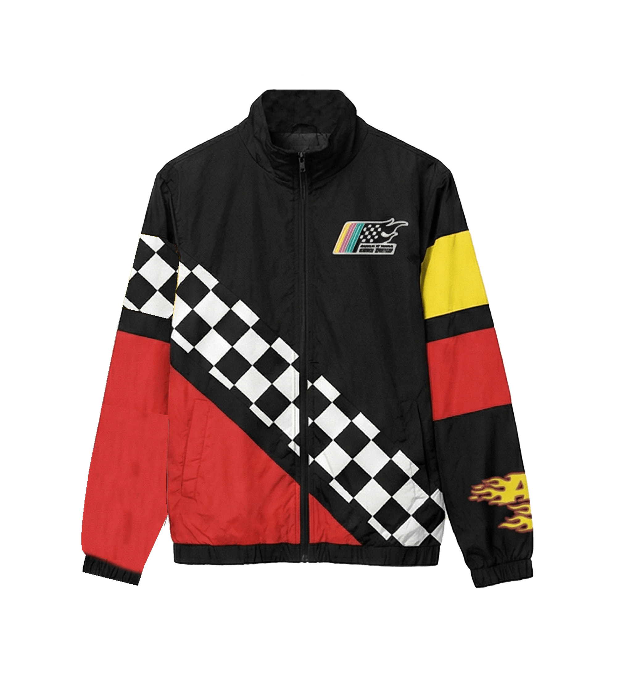 Black & Red Checkerboard Windbreaker Jacket