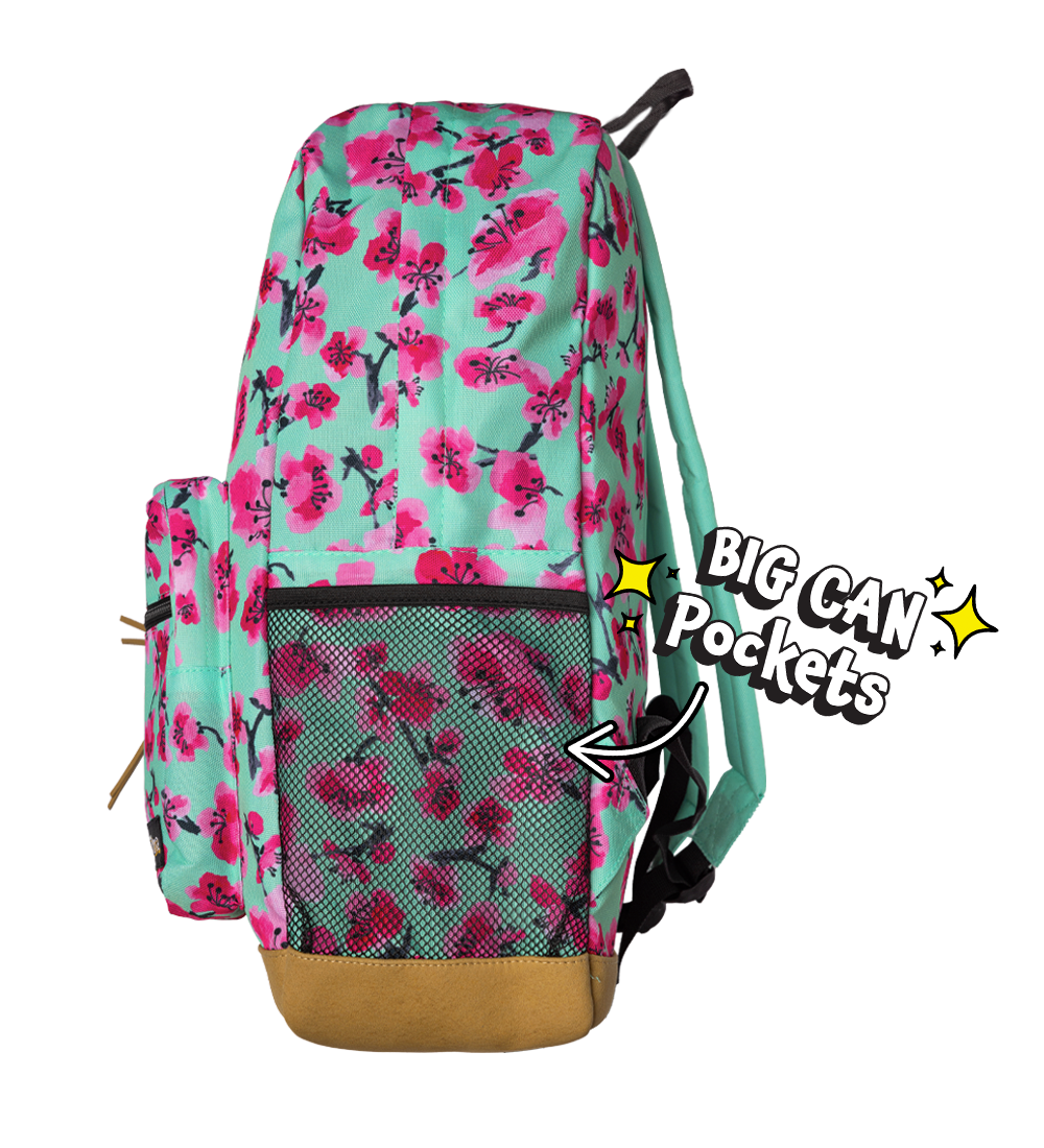Teal & Pink Cherry Blossom Backpack