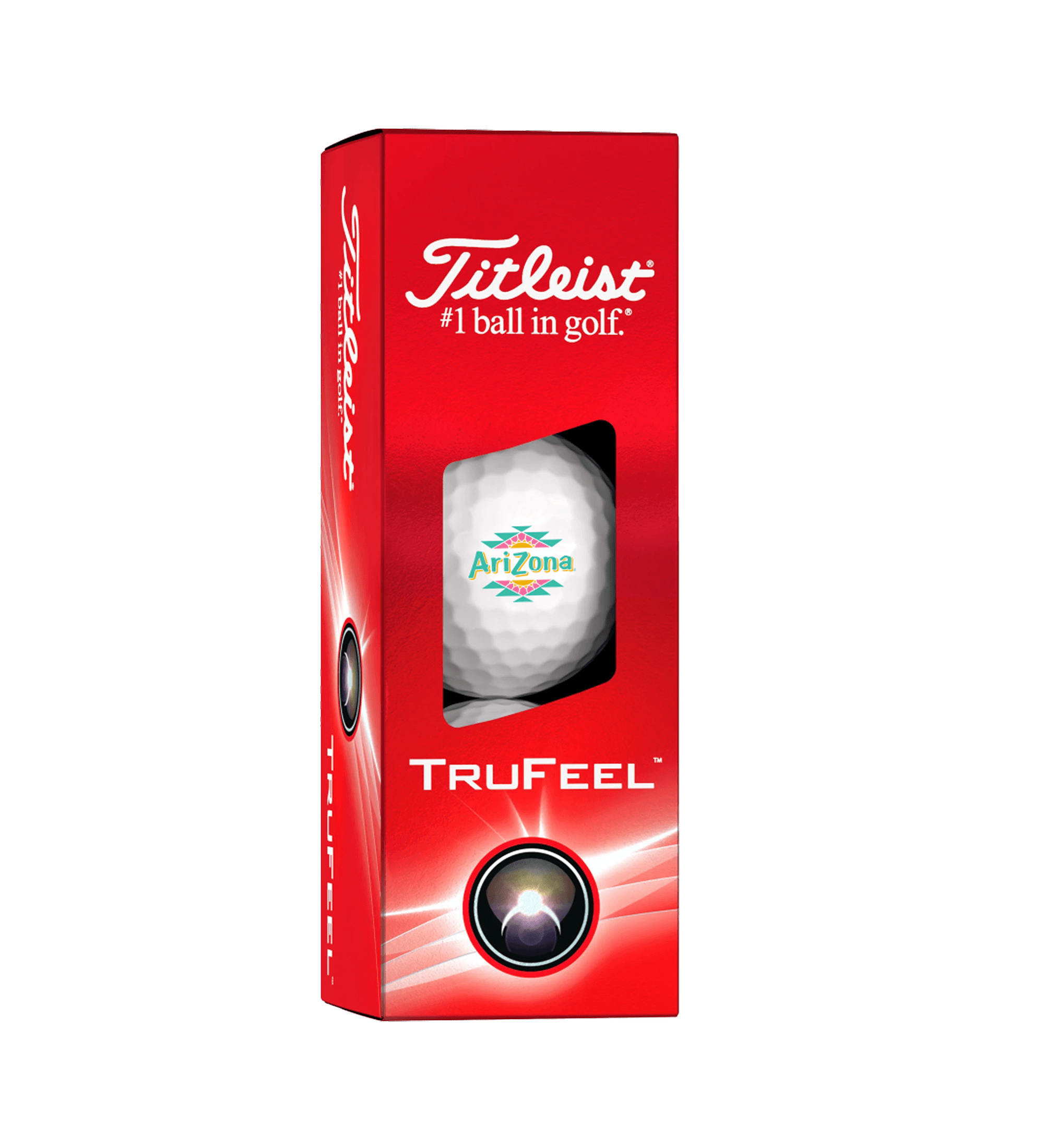 Titleist TruFeel golf ball in a red box with Arizona logo