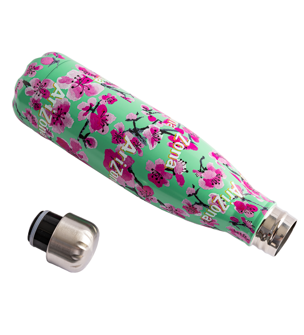 Teal & Pink Cherry Blossom Insulated Stainless Steel Bottle