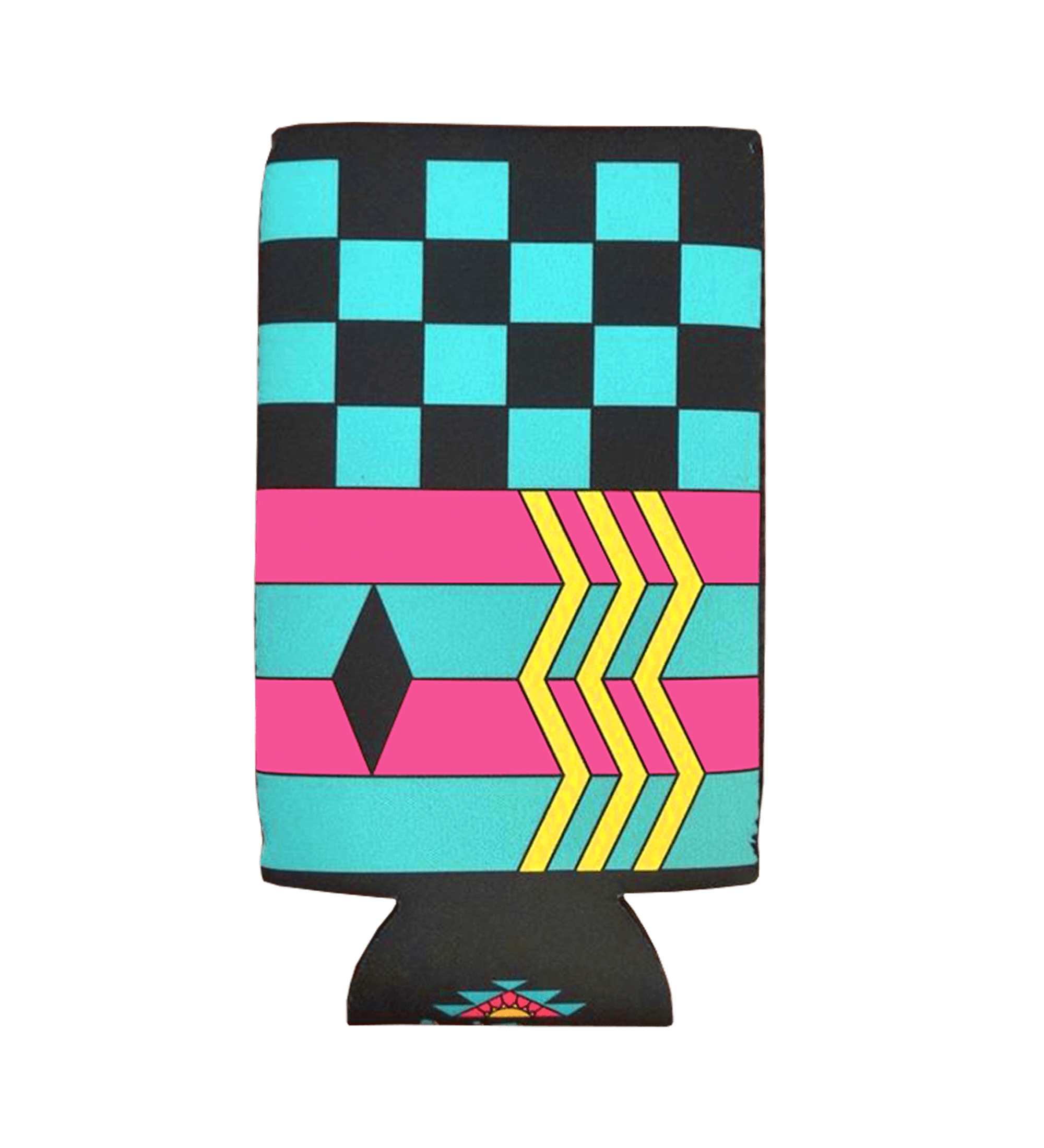 Teal & Black Geometric Neoprene Big Can Sleeve