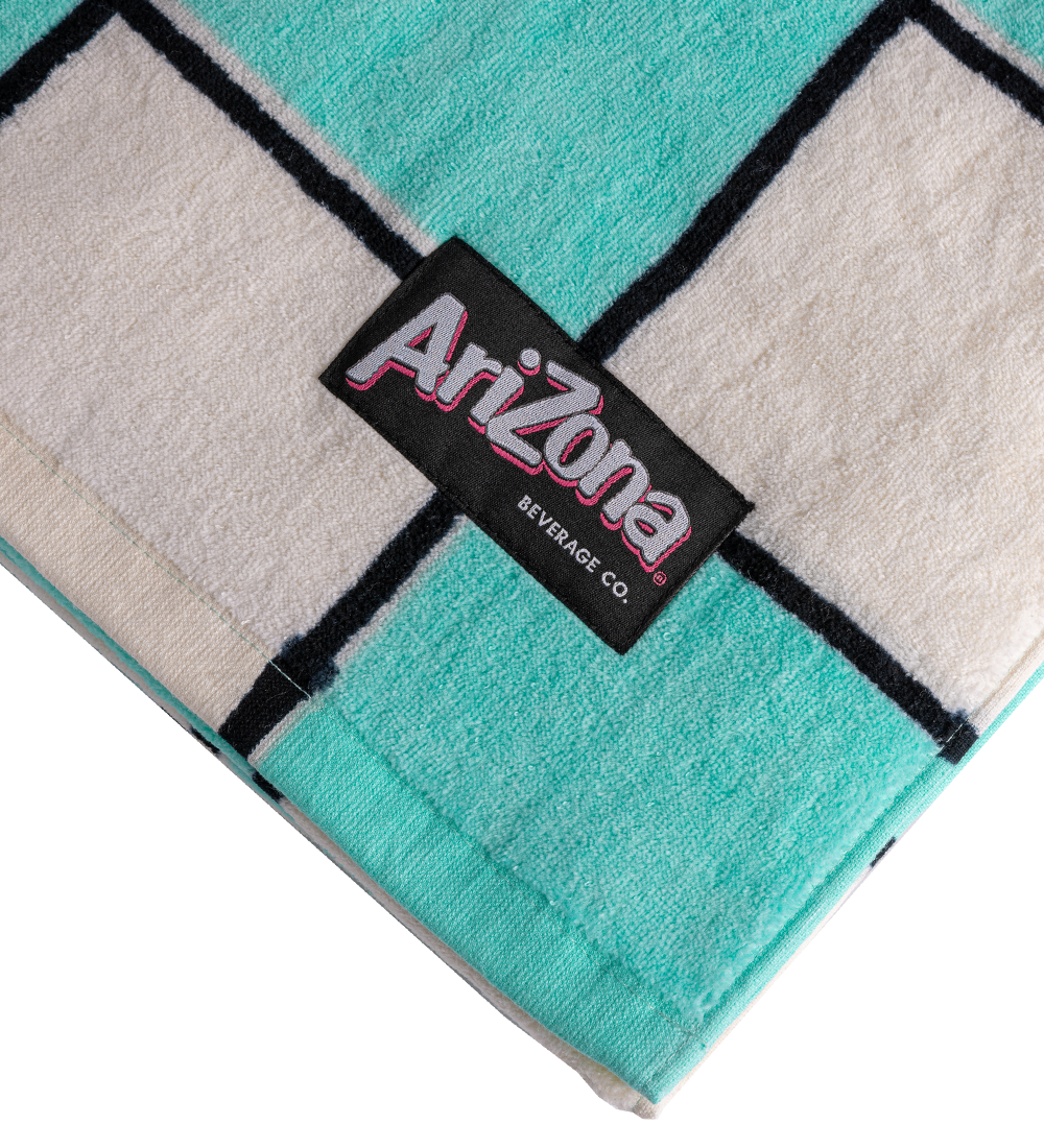 Cream & Teal Checkerboard Cotton Beach Towel