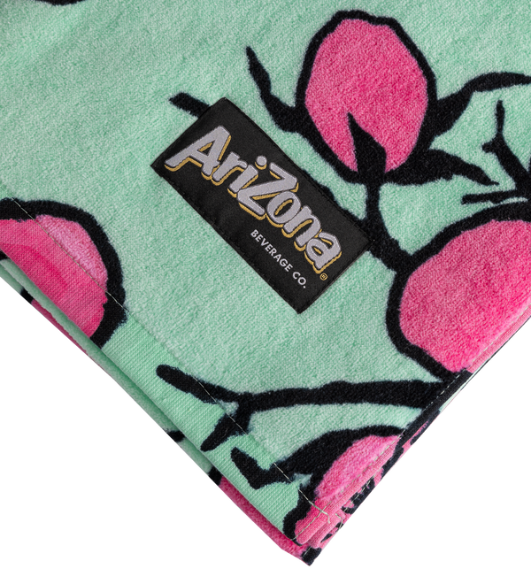 Teal & Pink Cherry Blossom Cotton Beach Towel
