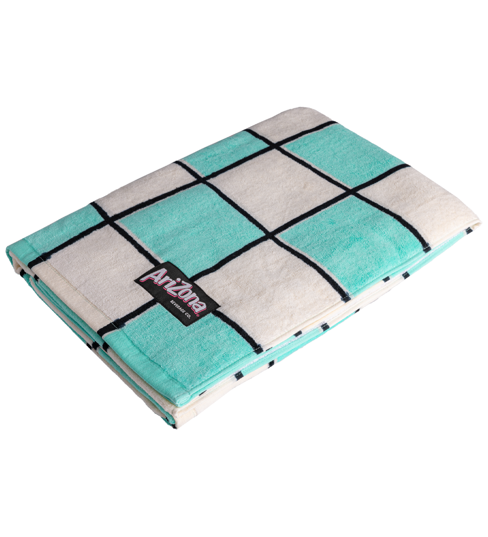 Cream & Teal Checkerboard Cotton Beach Towel