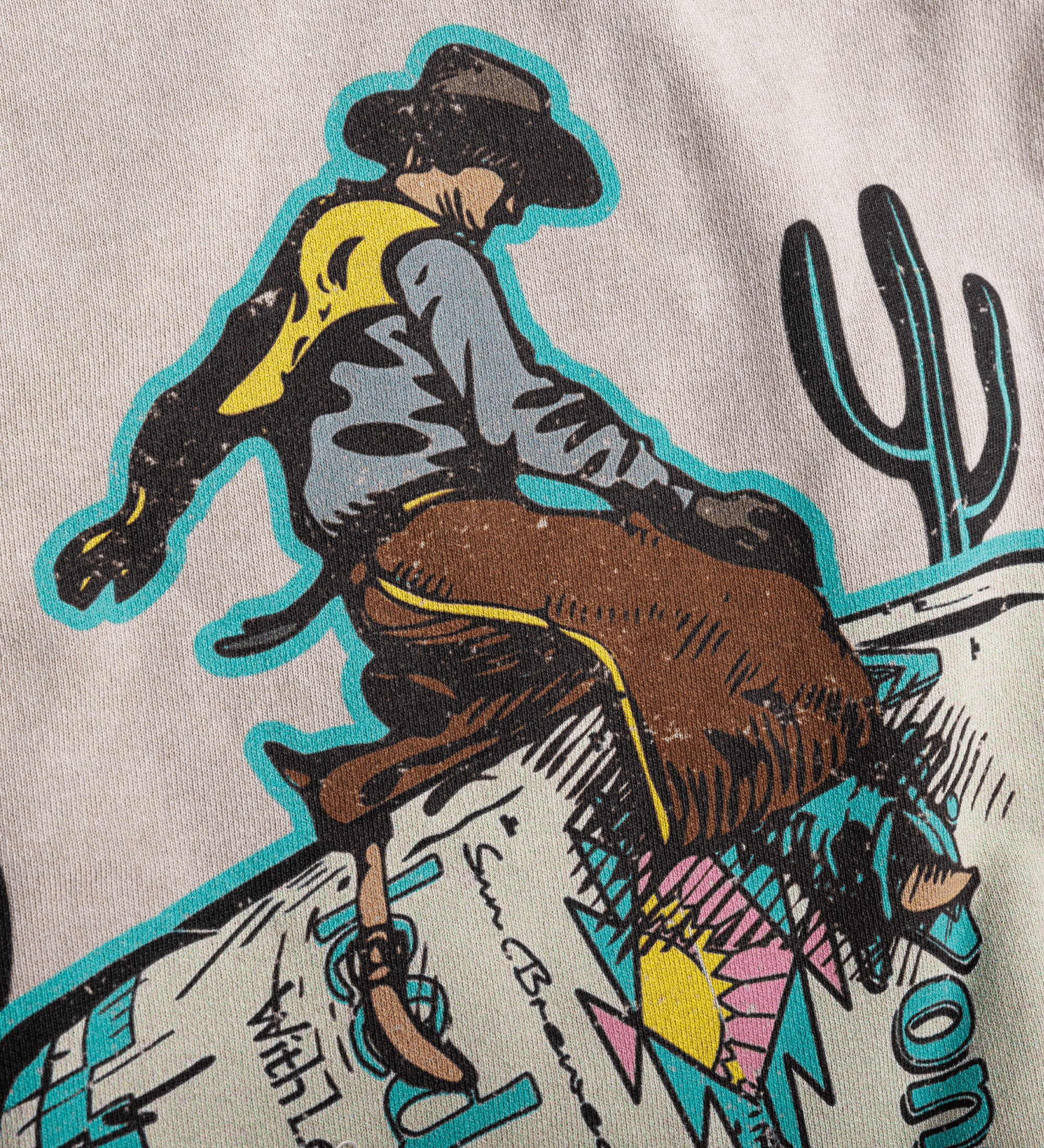 Grey Cowboy Hoodie Close-up Back Image