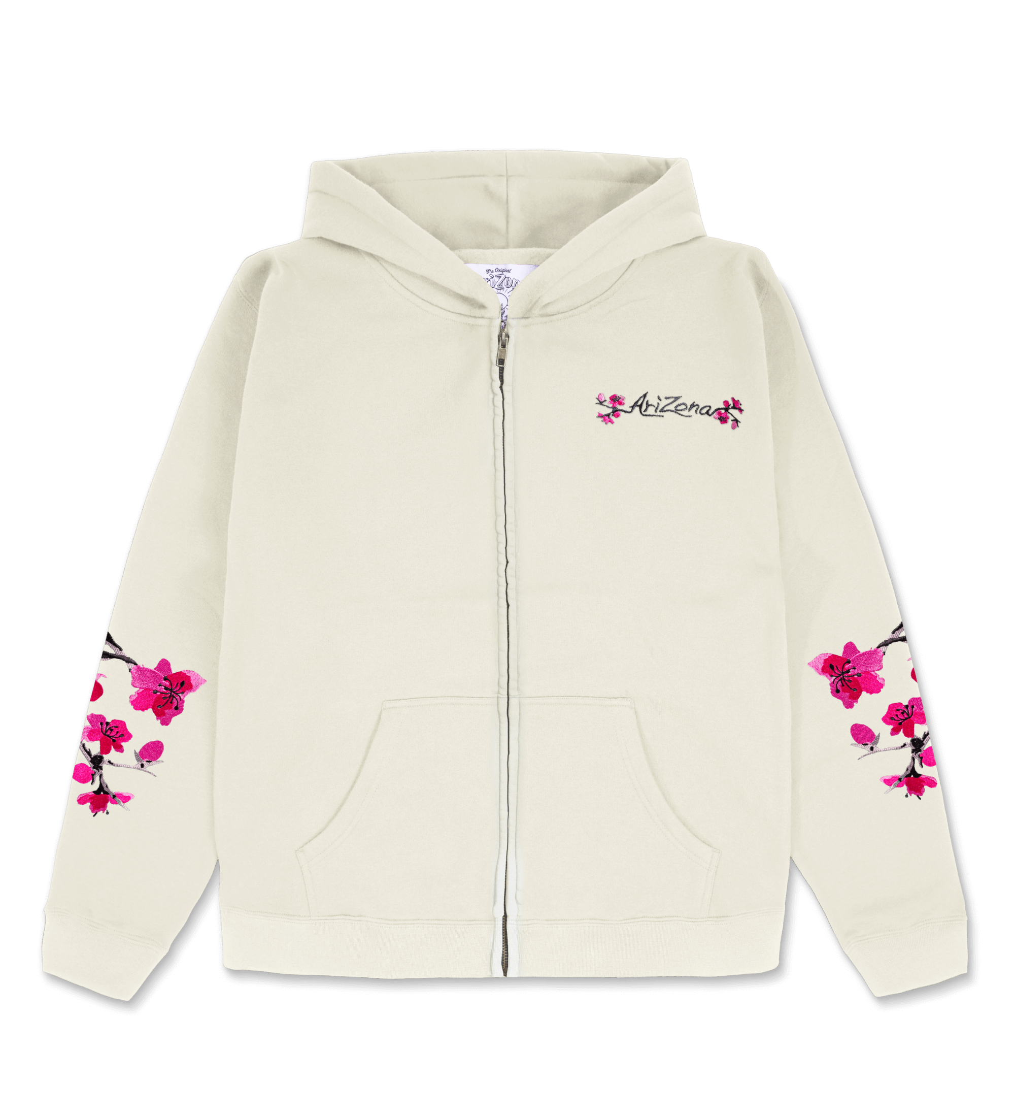 Ivory AriZona Cherry Blossom Zip Up Hoodie Front Image