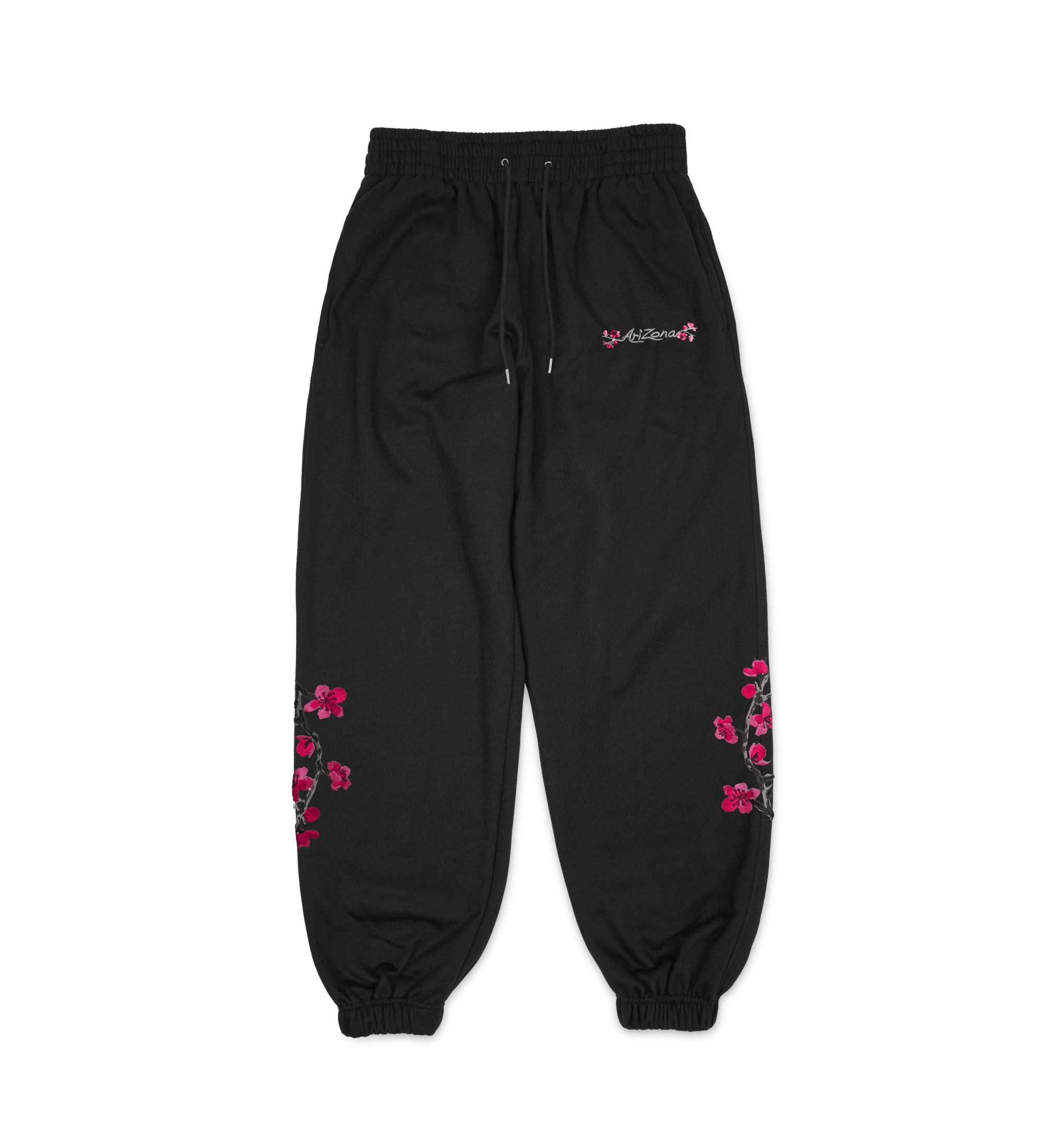 Black Cherry Blossom Sweatpants Front Image