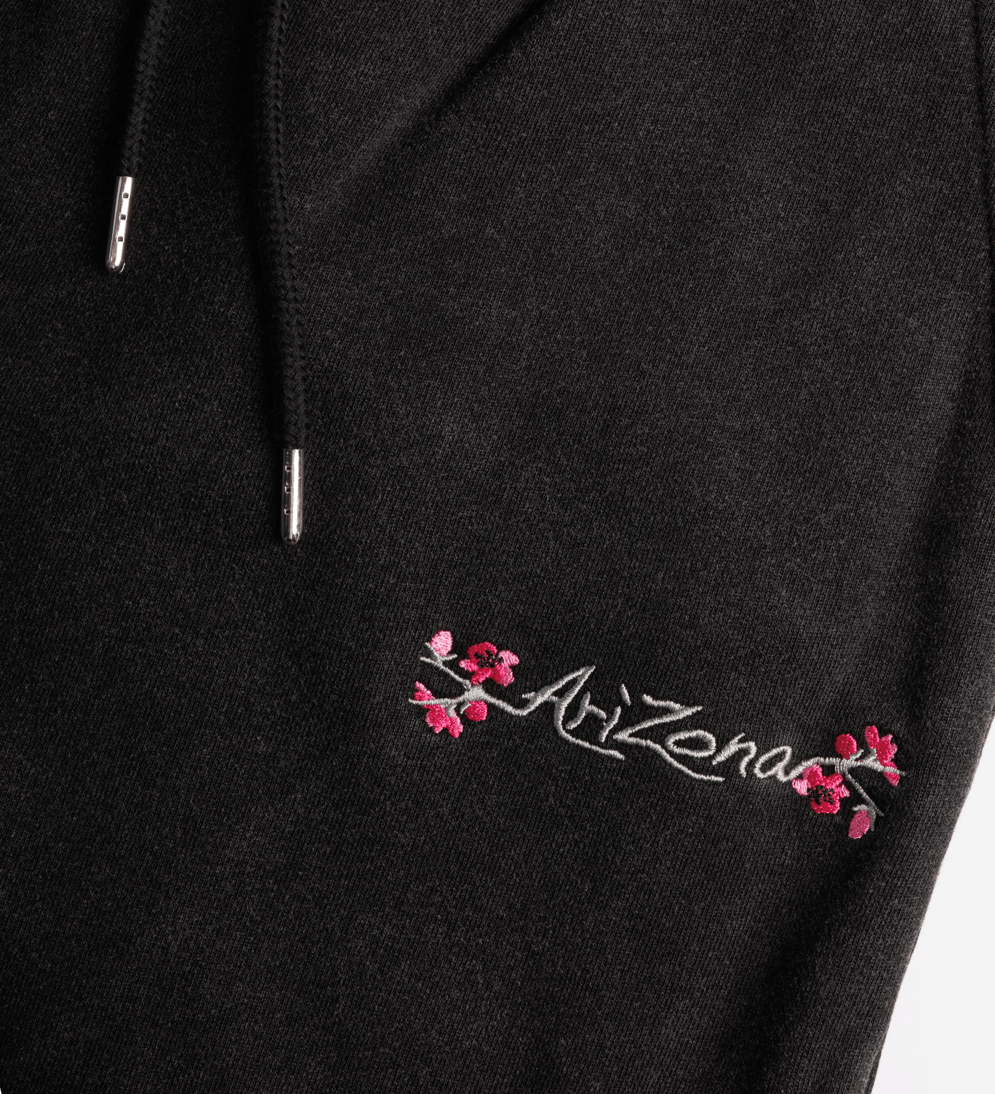 Black Cherry Blossom Sweatpants Close-up Front Image