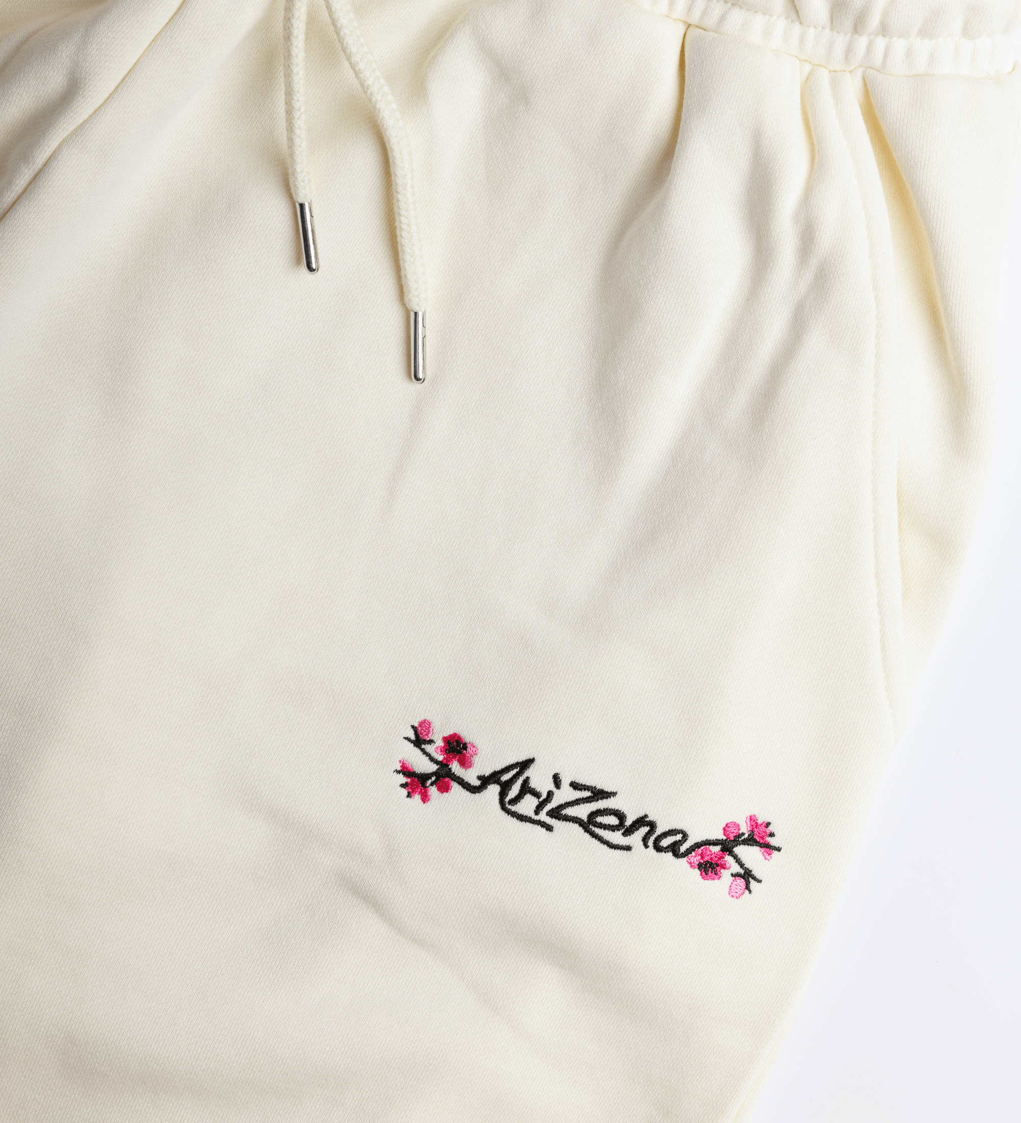 Ivory Cherry Blossom Sweatpants Close-up Front Image