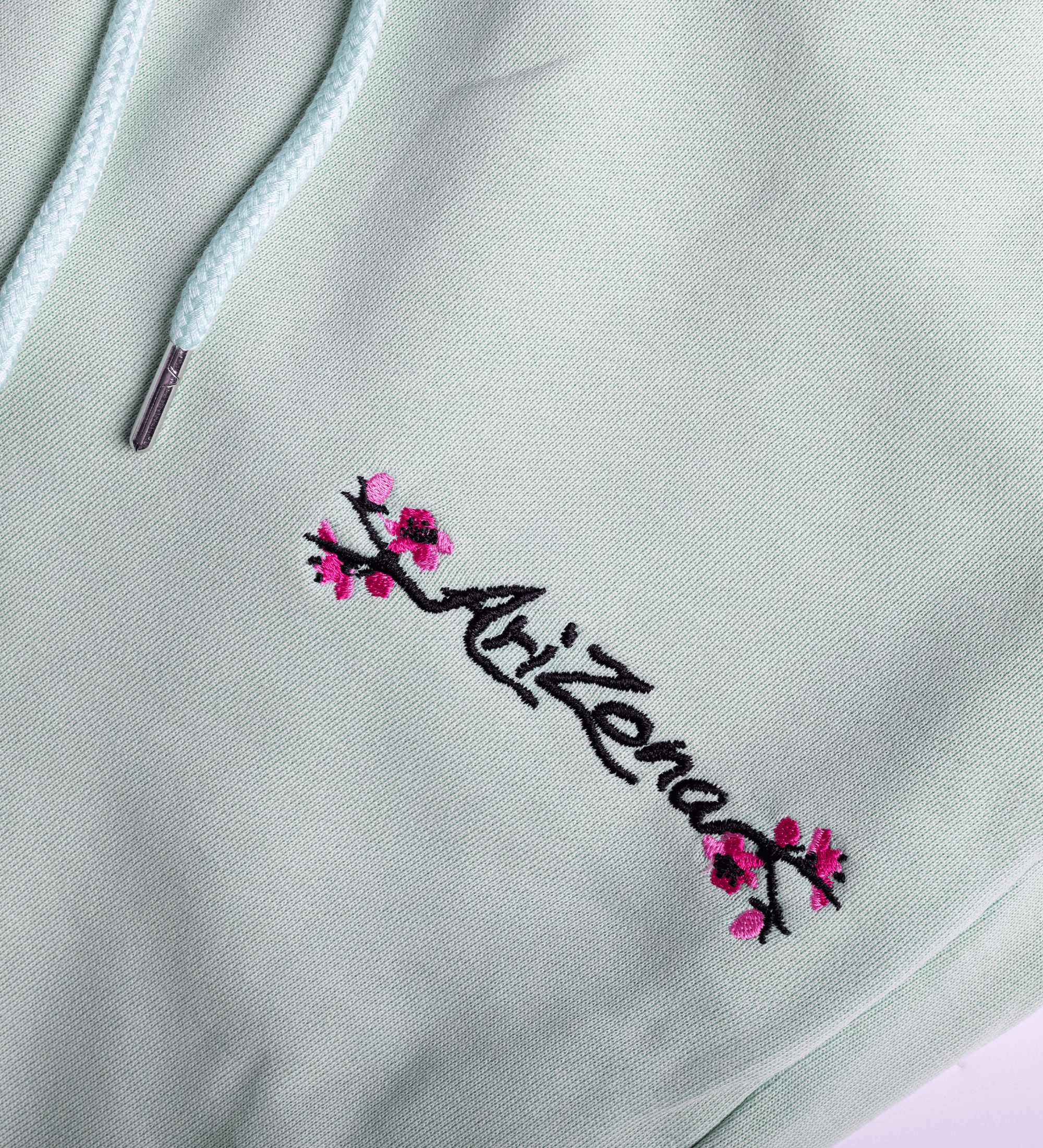 Teal Cherry Blossom Sweatpants Close-up Front Image