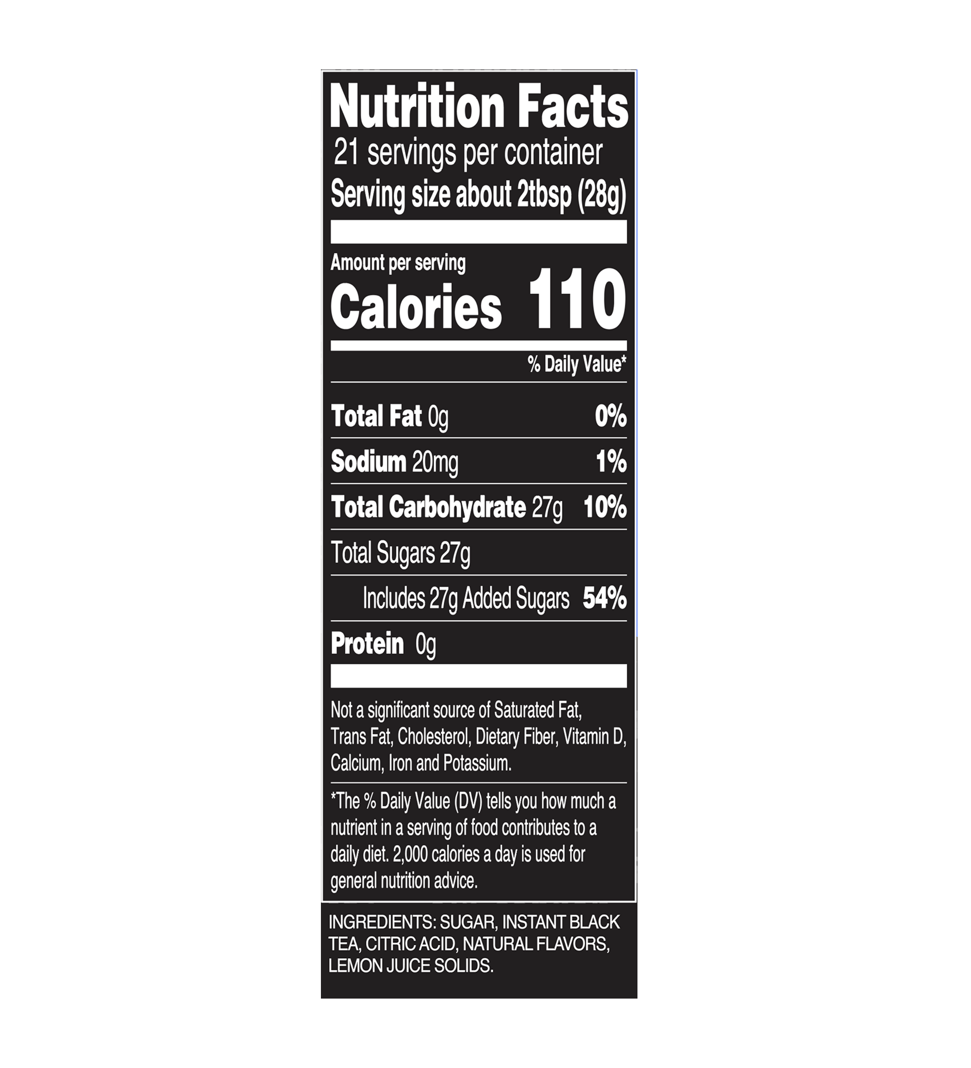 Arnold Palmer Drink Mix Single Canister 20.4 oz Nutrition Facts
