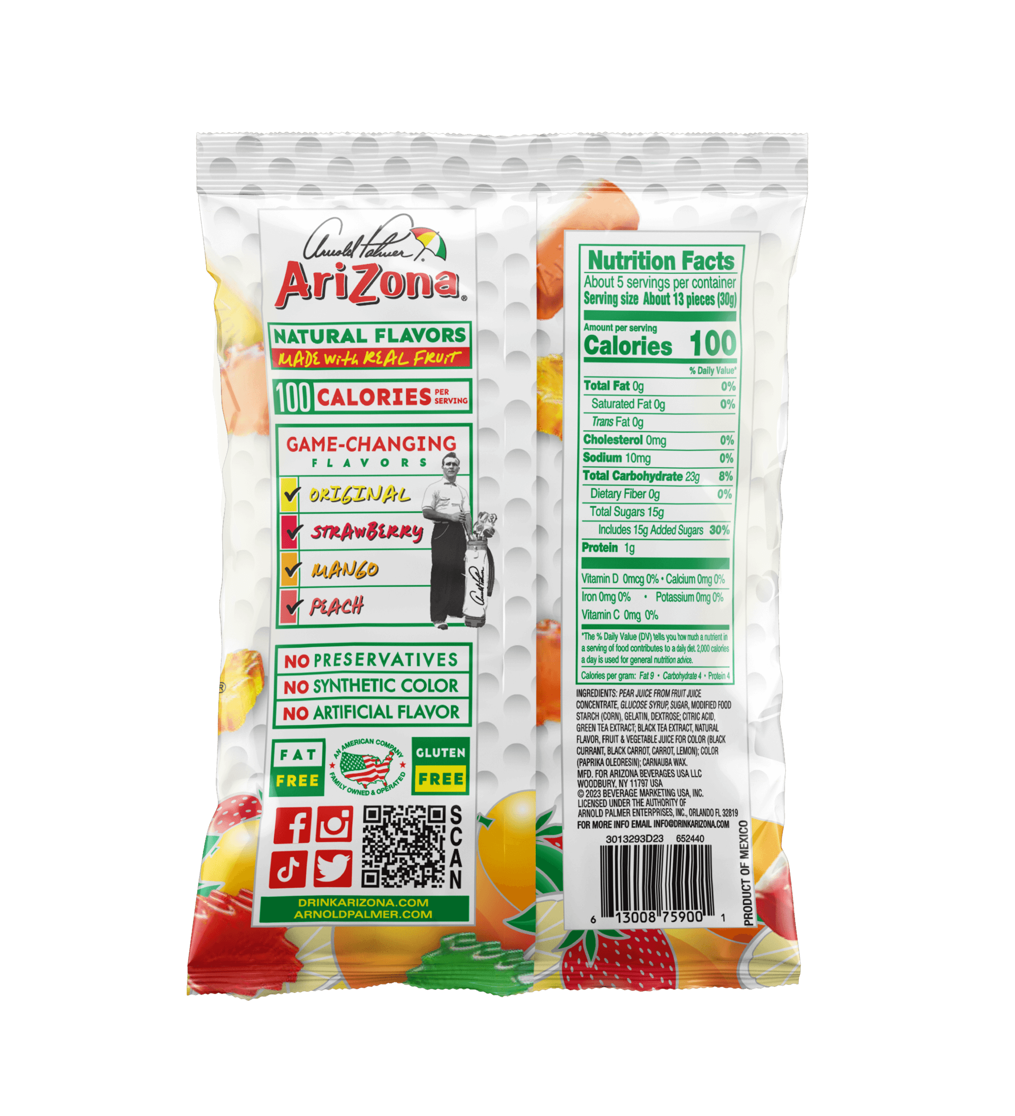 Arnold Palmer 5oz Fruit Snacks Back Label
