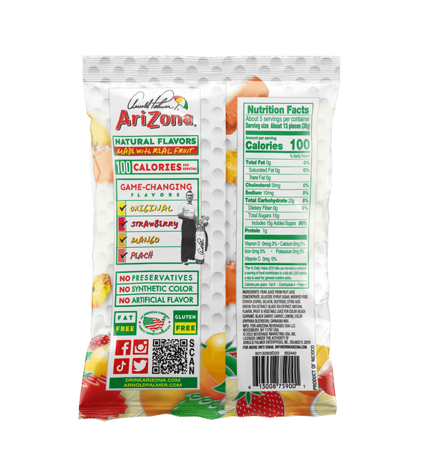 Arnold Palmer 5oz Fruit Snacks Back Label