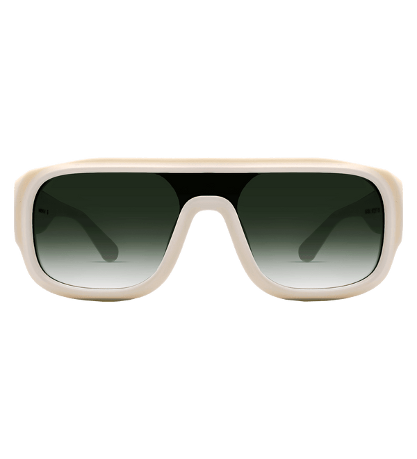 Ivory Sunglasses with Teal Lens Front View