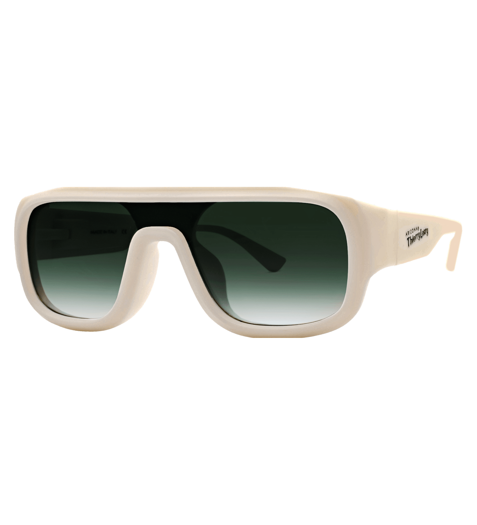 Ivory Sunglasses with Teal Lens Side View