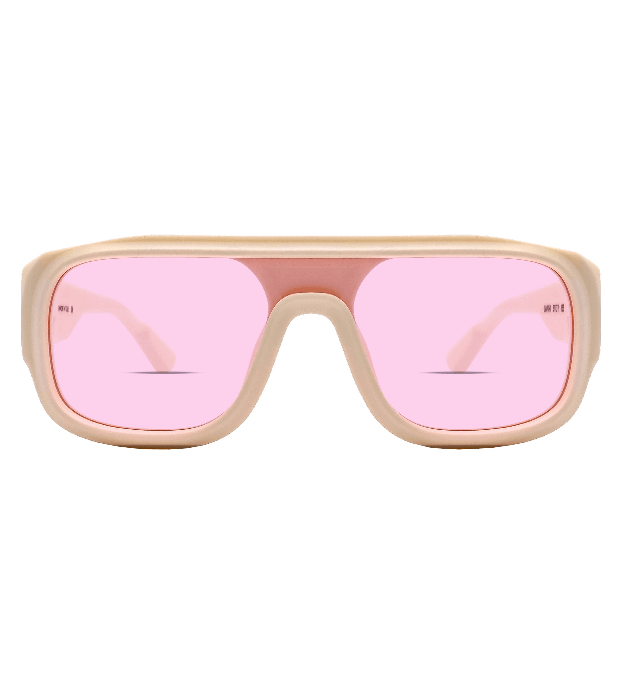 Ivory Sunglasses with Pink Lens Front View