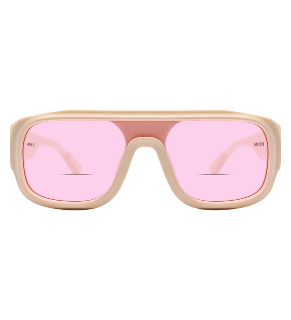 Ivory Sunglasses with Pink Lens Front View
