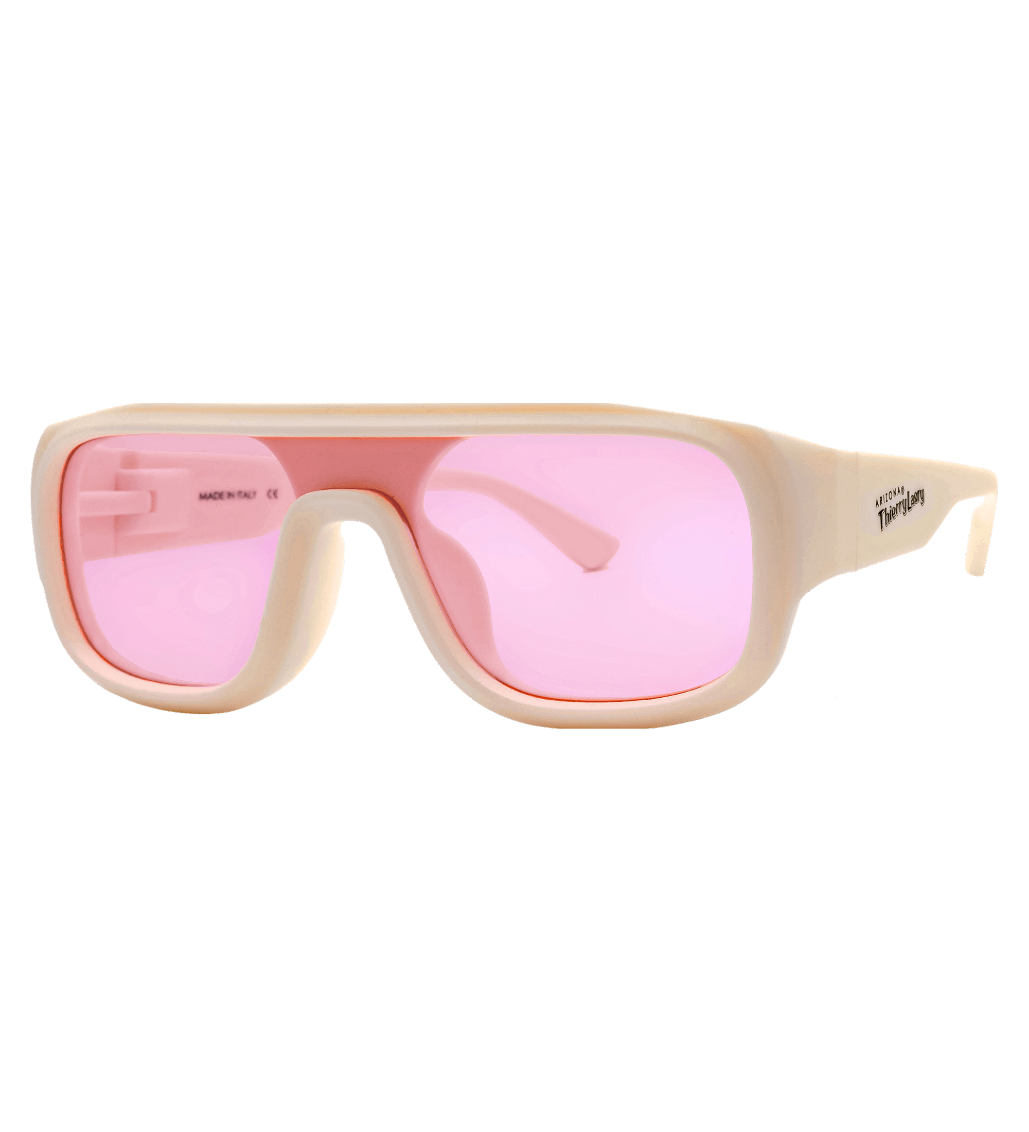 Ivory Sunglasses with Pink Lens Side View