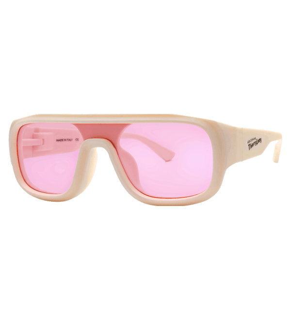 Ivory Sunglasses with Pink Lens Side View