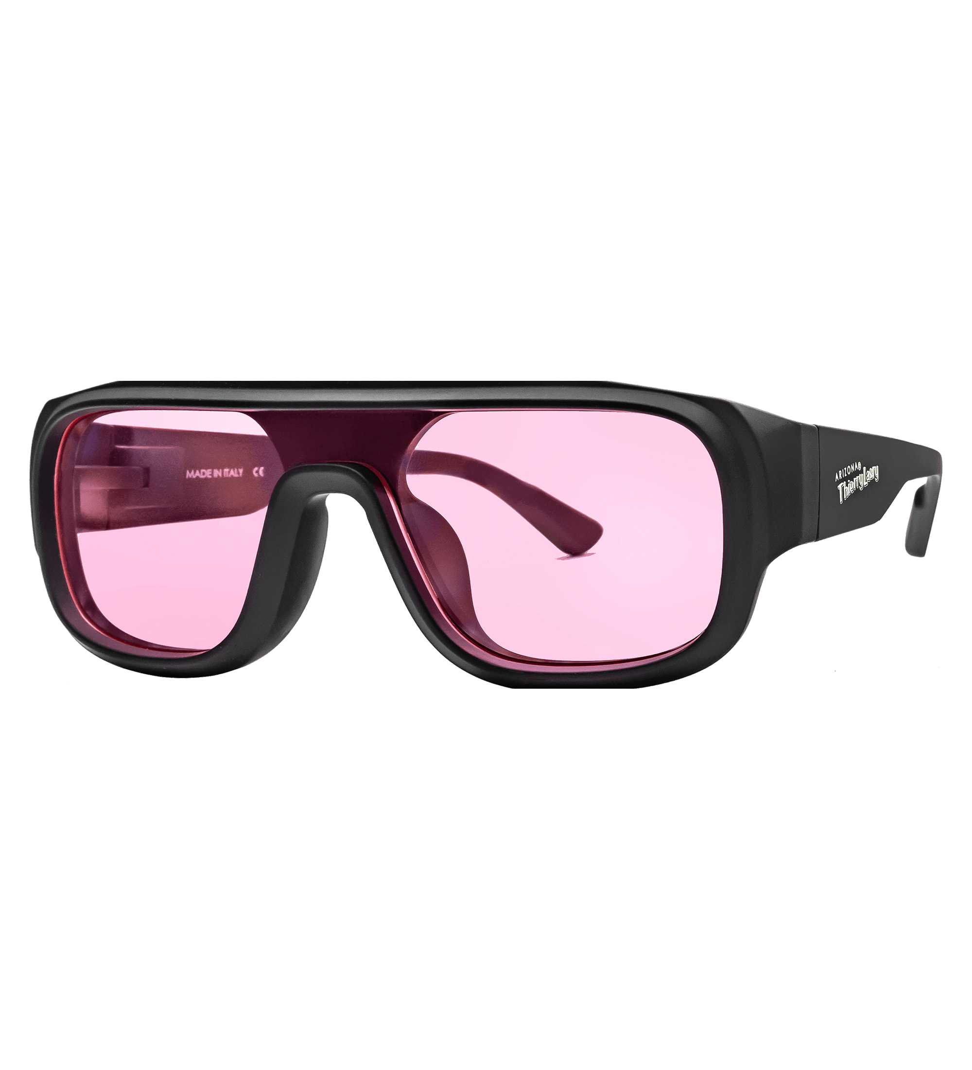 Black Sunglasses with Pink Lens Side View