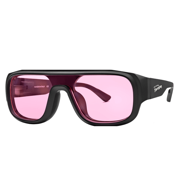 Black Sunglasses with Pink Lens Side View