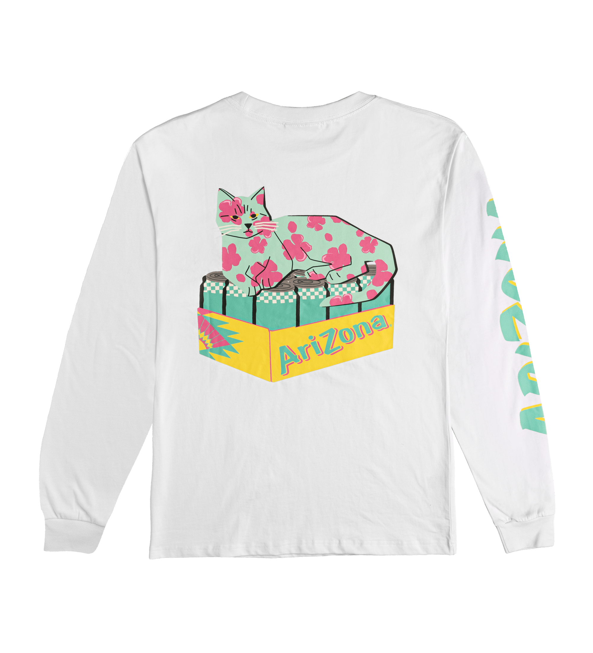 White Cherry Blossom Bodega Cat Long-Sleeve T-Shirt – DrinkAriZona