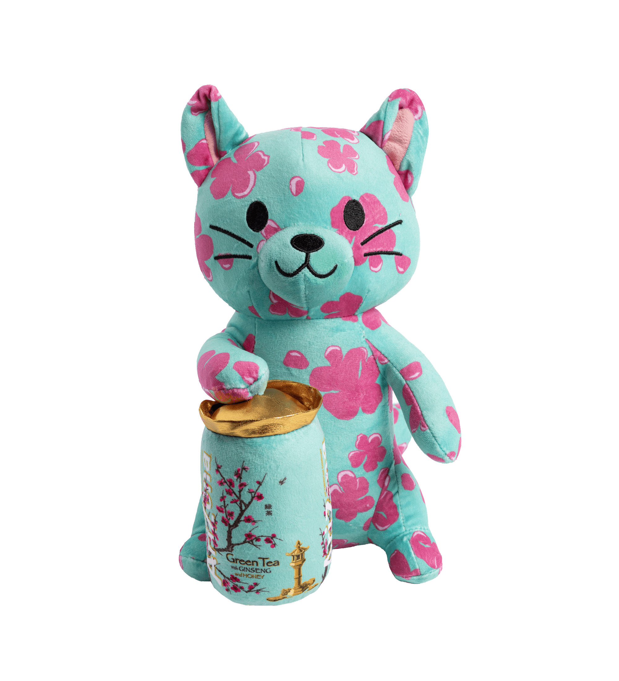 Teal & Pink Cherry Blossom Bodega Cat Plush Toy – DrinkAriZona Teal & Pink Cherry Blossom Bodega Cat Plush Toy – DrinkAriZona