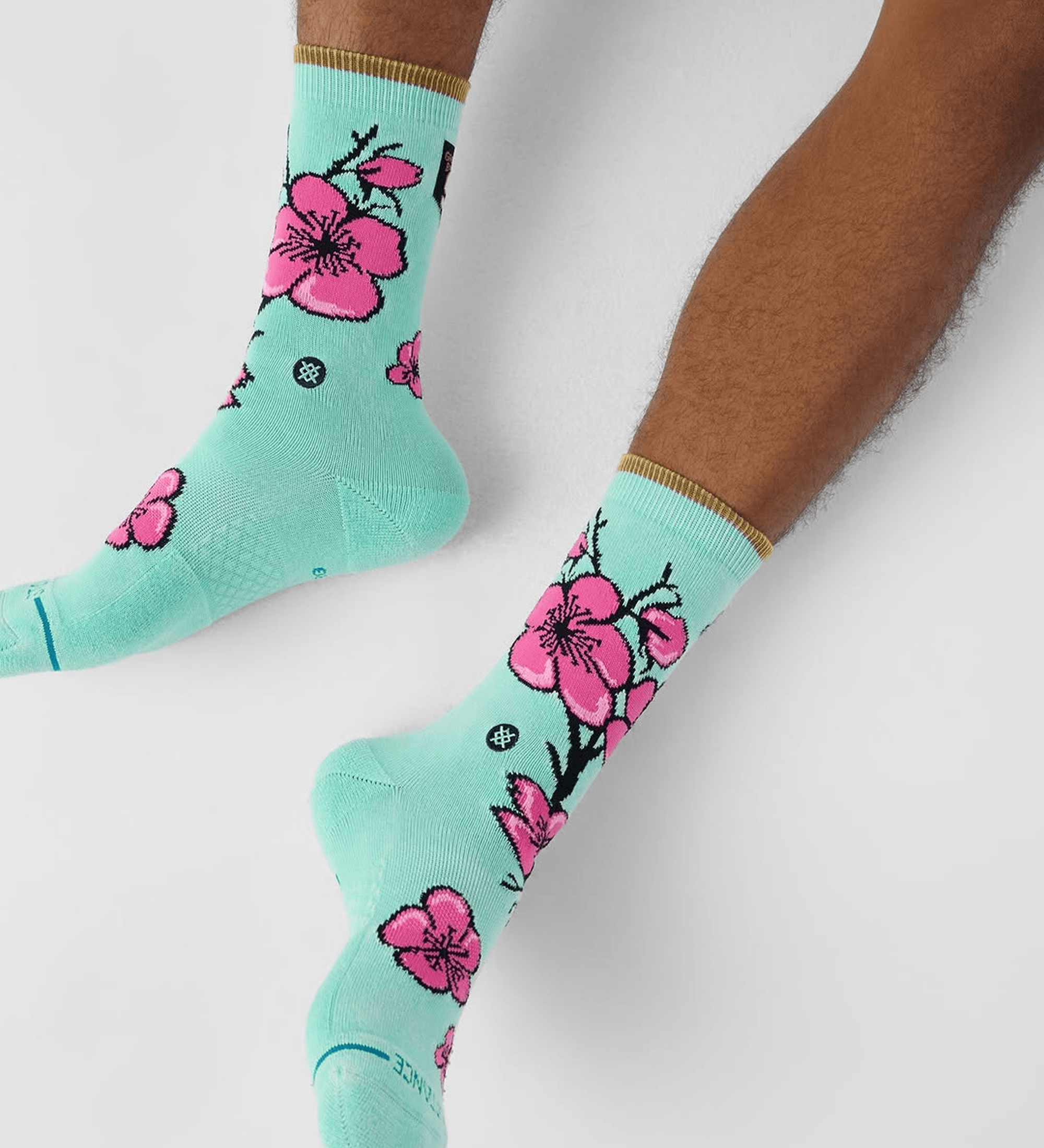 Teal & Pink Cherry Blossom 99 Cents Crew Socks
