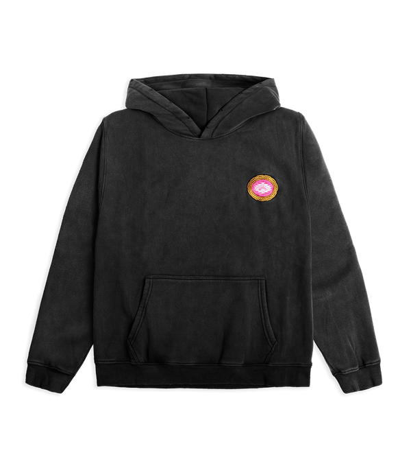 Black hoodie with a colorful arizona logo on the chest against a transparent background