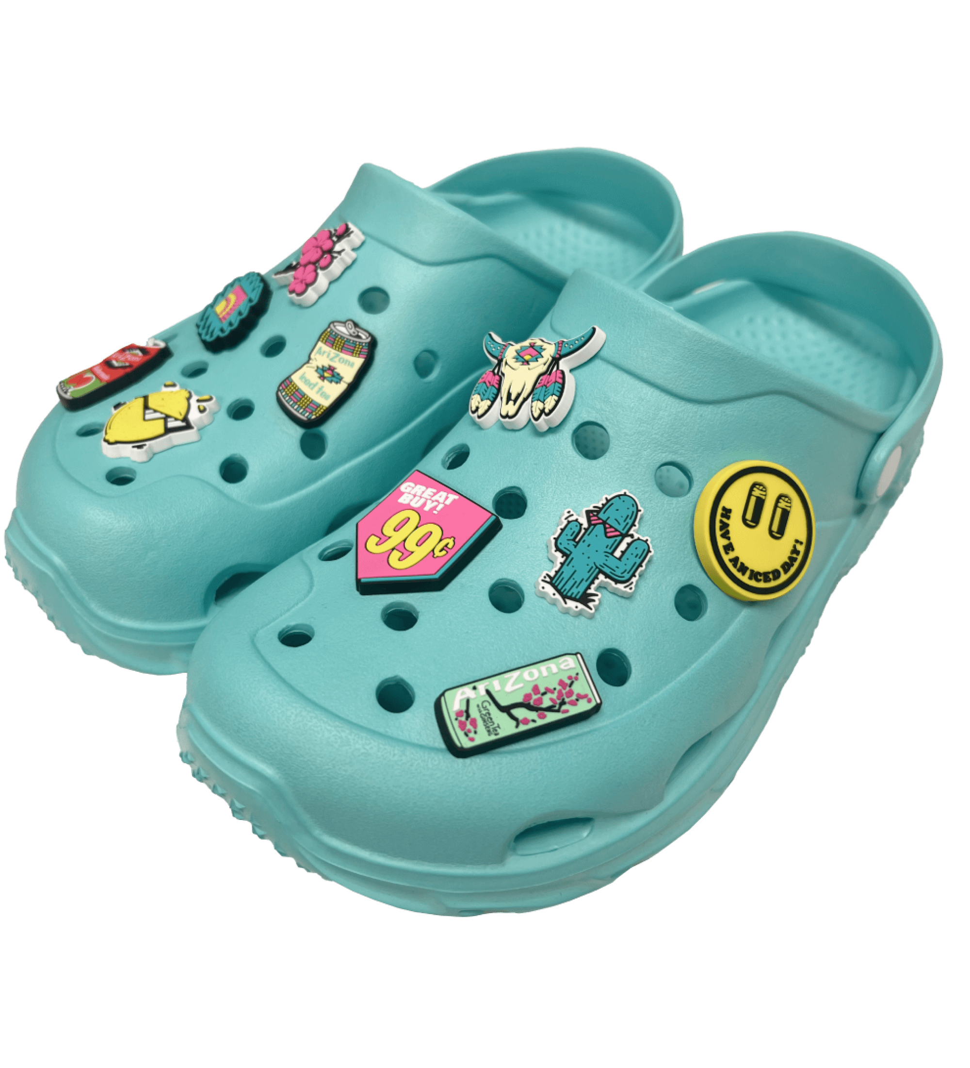 Cactus Shoe Charm Set Displayed on Shoes