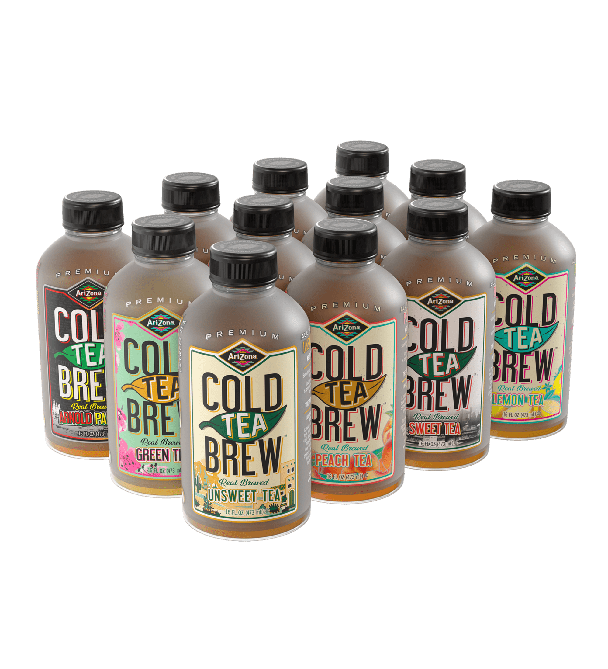 Assorted bottles of AZ Cold Tea Brew
