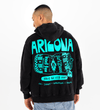 Black & Teal Scratch Doodle Cotton-Blend Hoodie