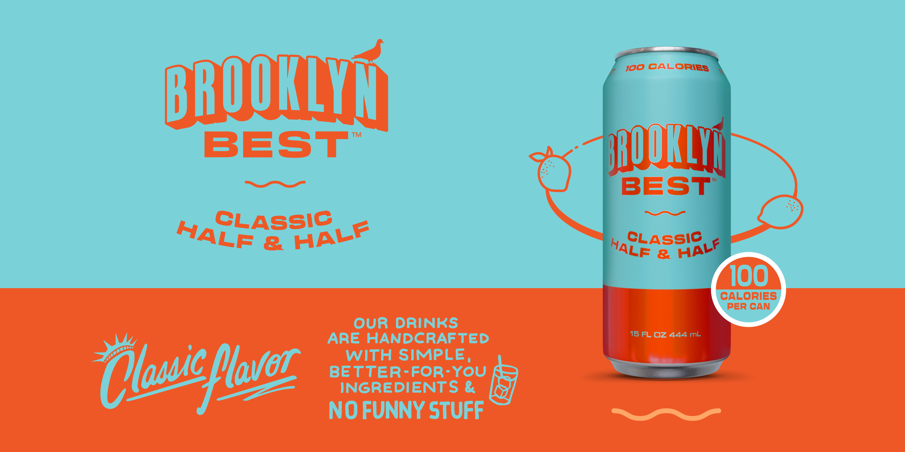 Brooklyn Best Classic Half & Half can on a blue and orange background