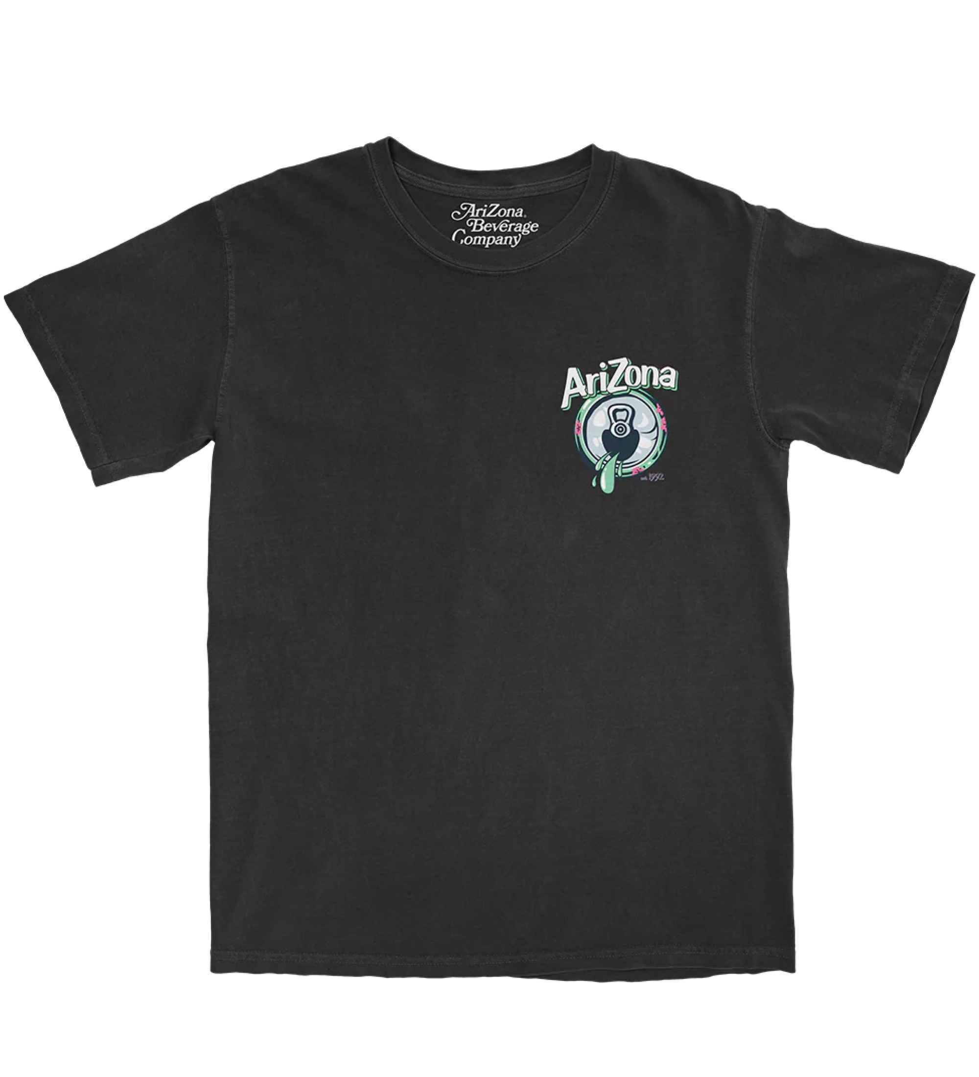 Green Tea Drip Black T-Shirt Front