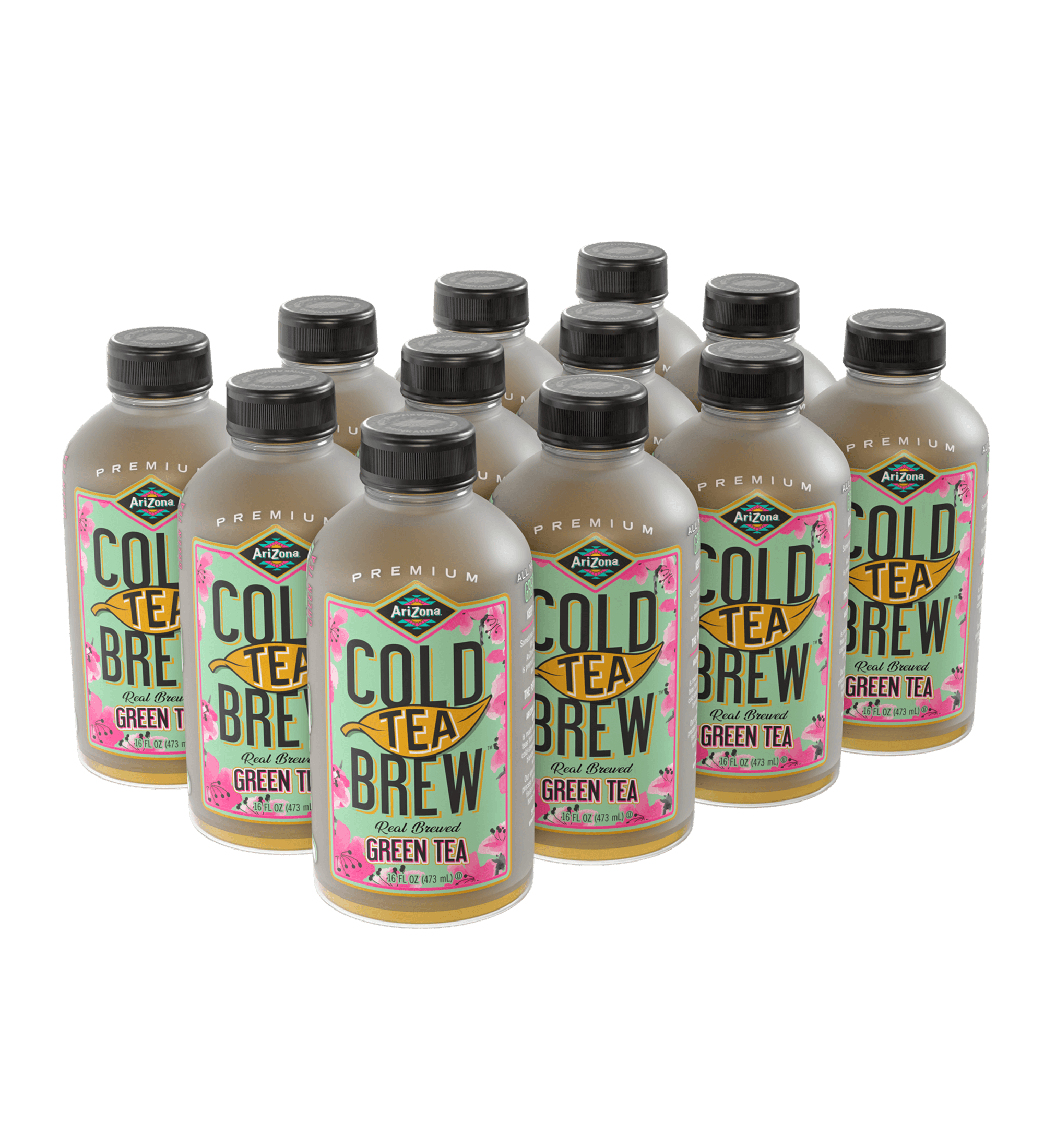 Multiple bottles of AZ Cold Tea Brew green tea flavor
