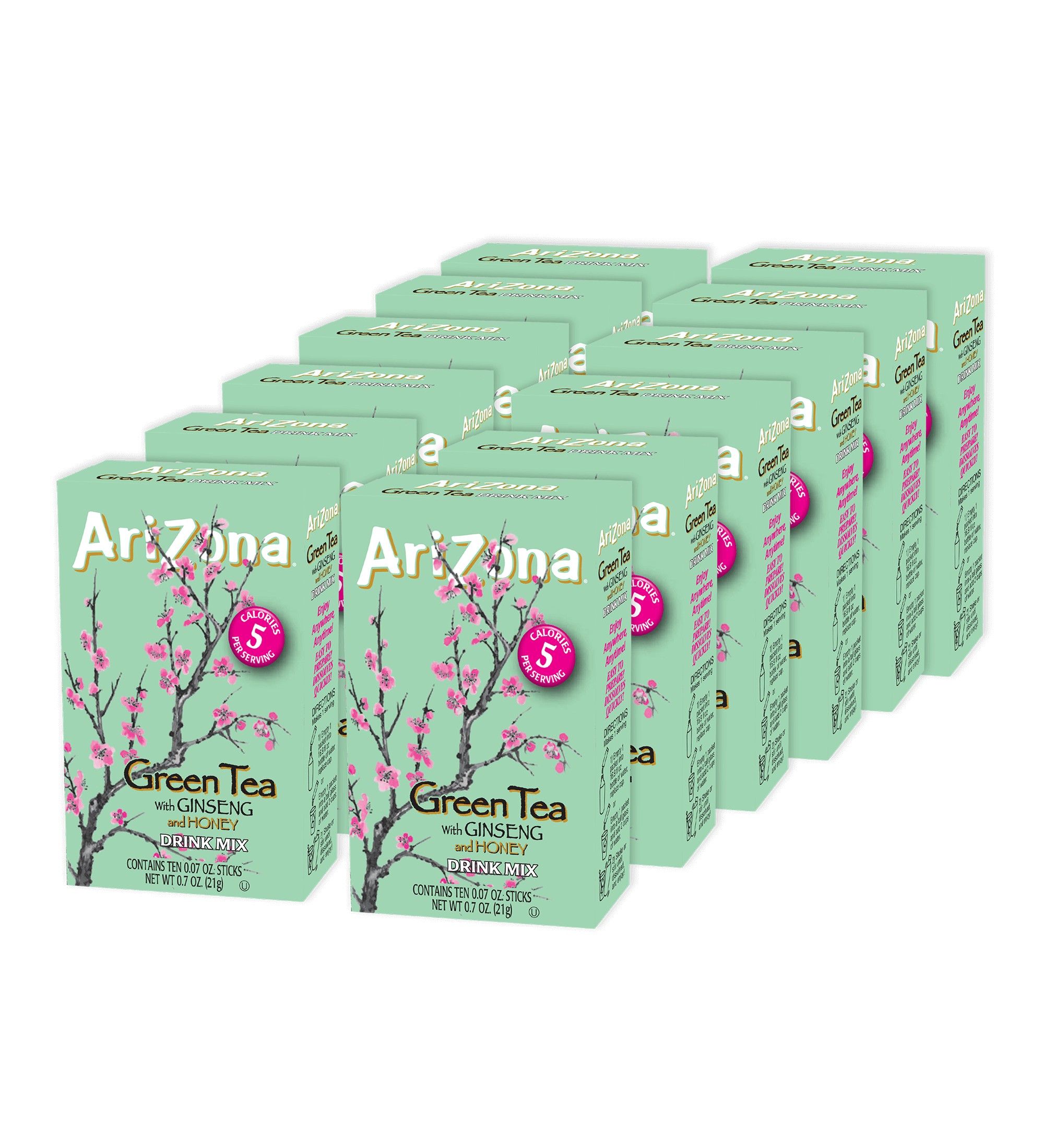 Green Tea .07 oz Drink Mix Sticks Case Shot