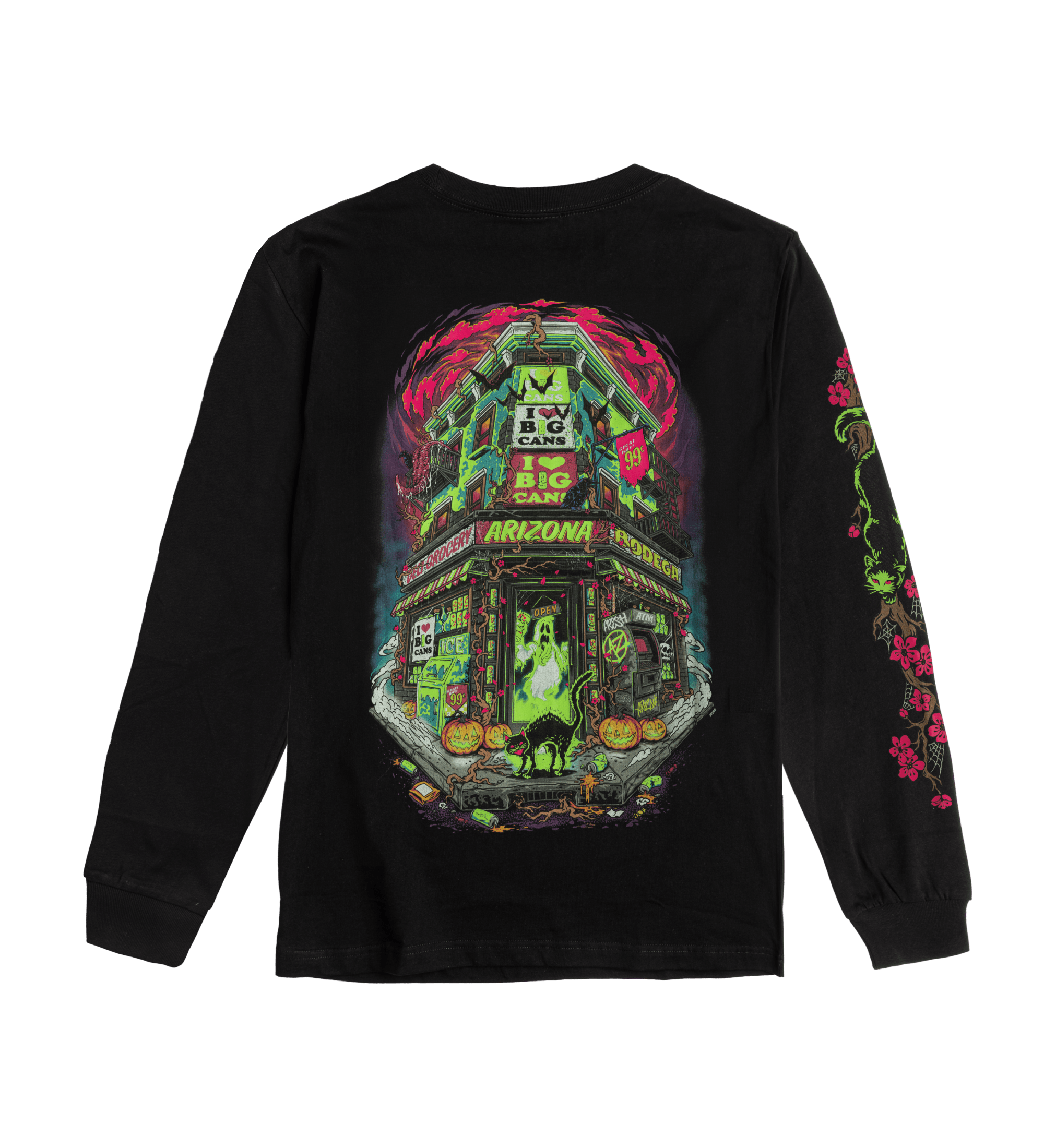 Black Haunted Bodega Halloween Long-Sleeve T-Shirt – DrinkAriZona