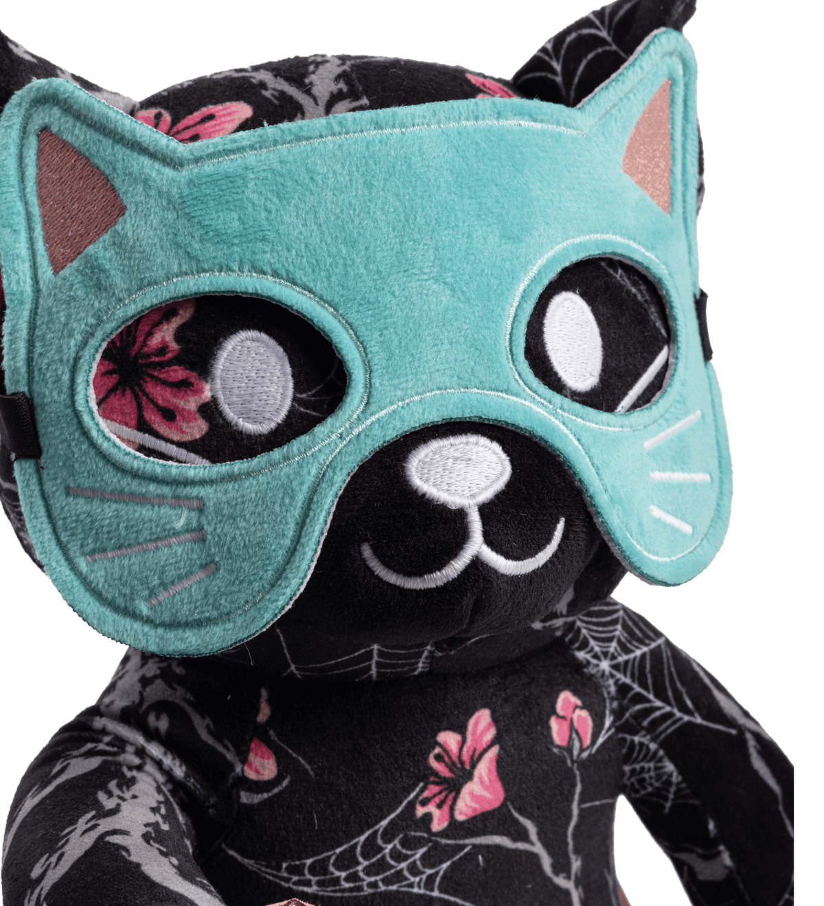 Midnight Blossom Halloween Cat Plush Toy