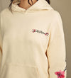 Heritage Blossom Hoodie Ivory Lifestyle Image Close Up